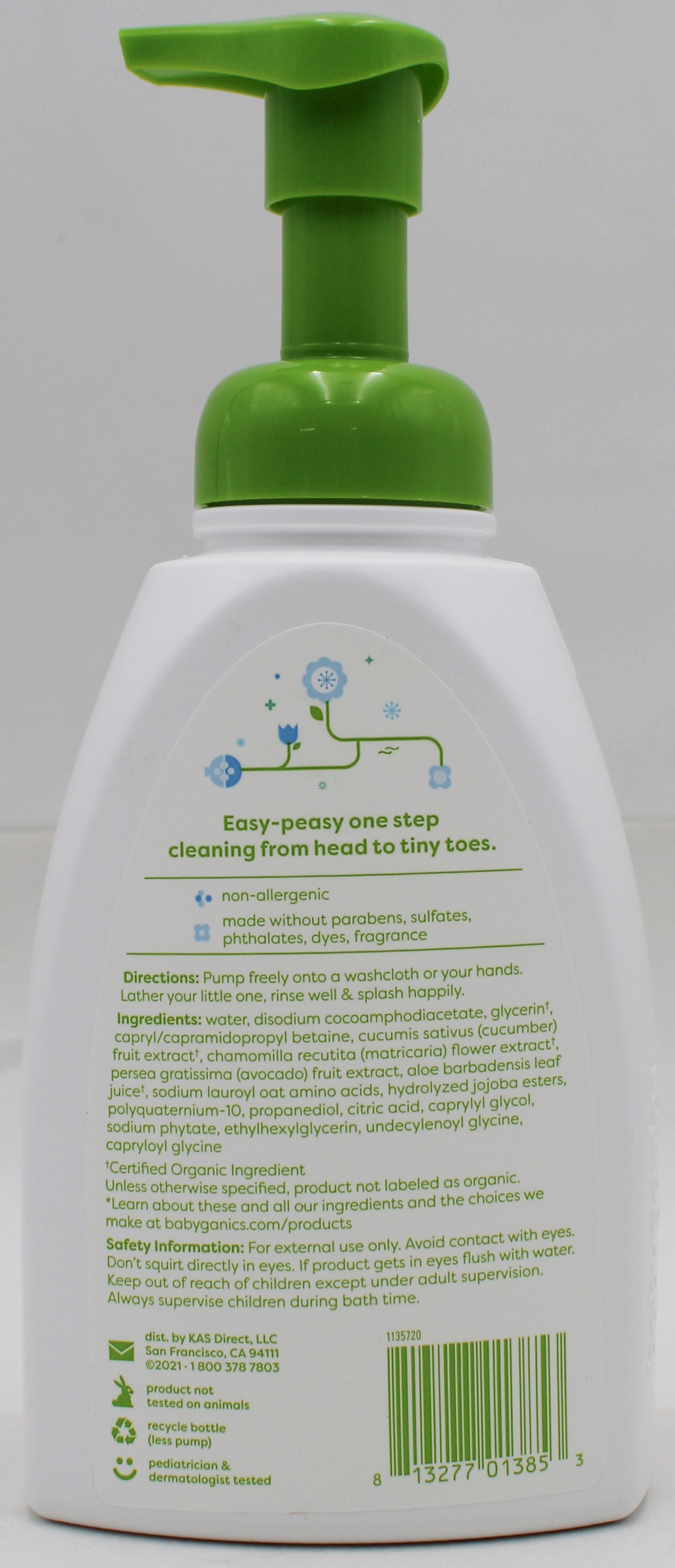 BABYGANICS FOAMING SHAMPOO/BODY WASH FRAGRANCE FREE 16oz US