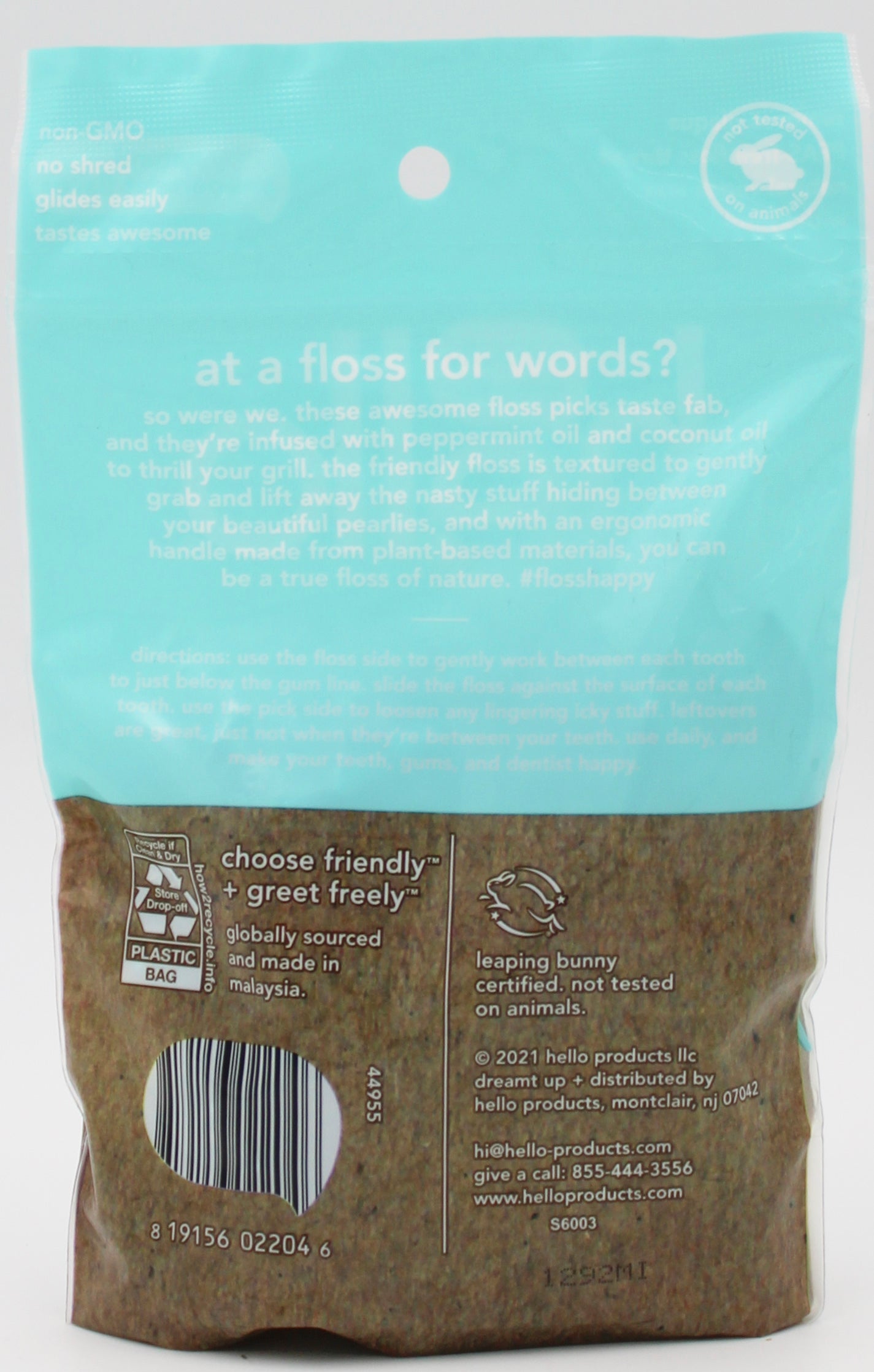 HELLO PEPPERMINT FLOSS PICKS 80ct NI