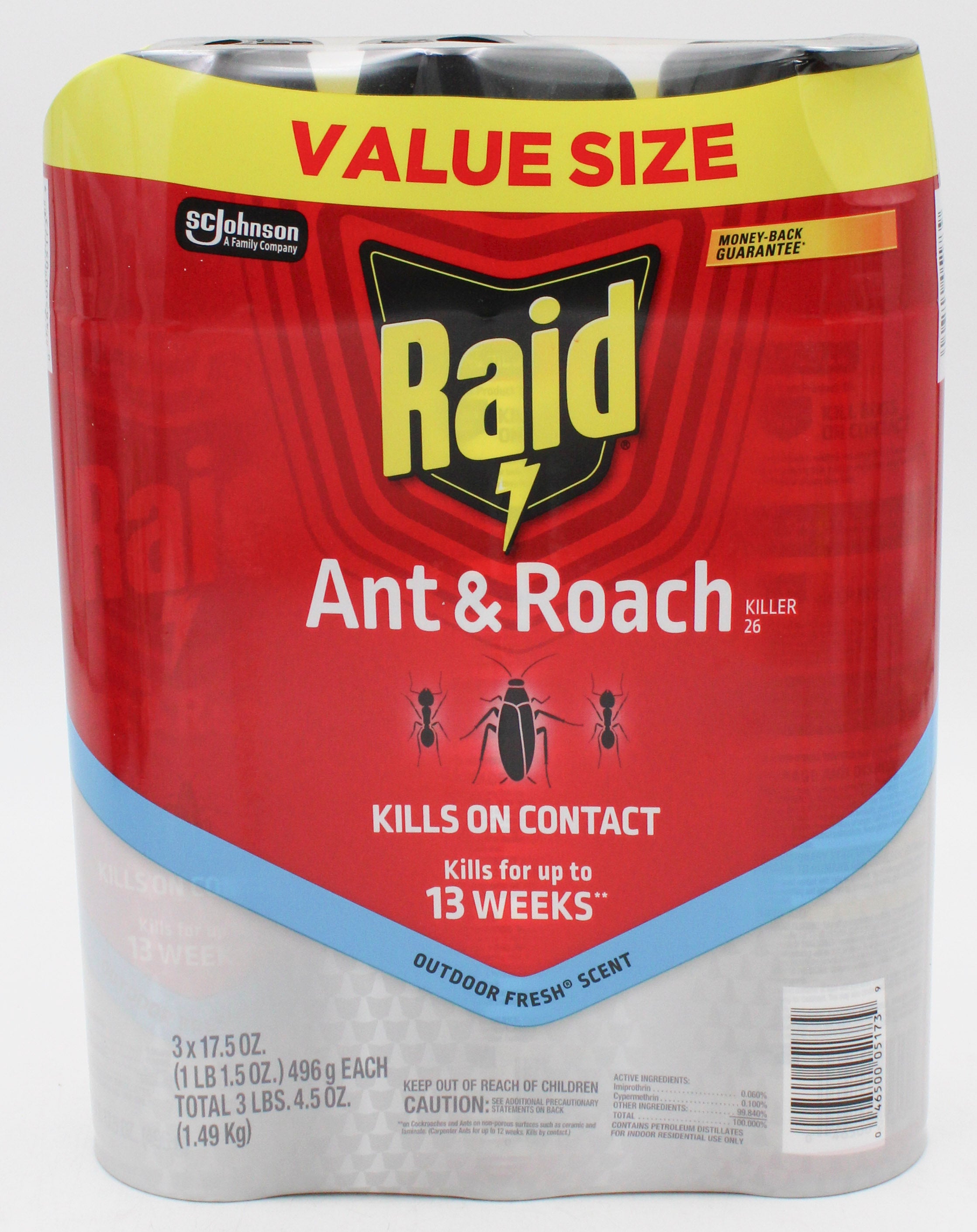 SP PEST2025 RAID ANT & ROACH 3CT 17.5oz FRESH DISPLAY