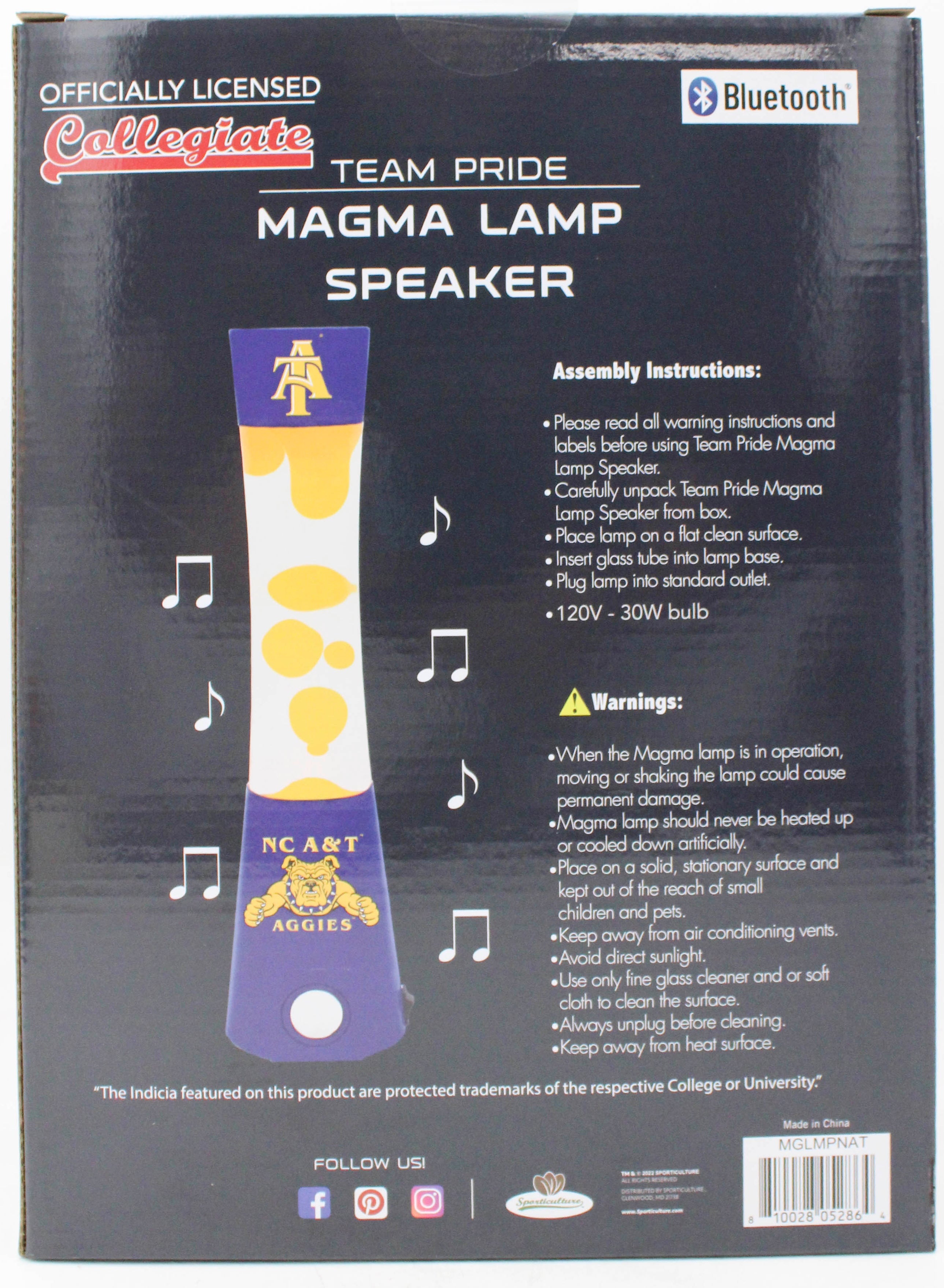NCAA NORTH CAROLINA A&T AGGIES LAVA LAMP SPEAKER  16.5"
