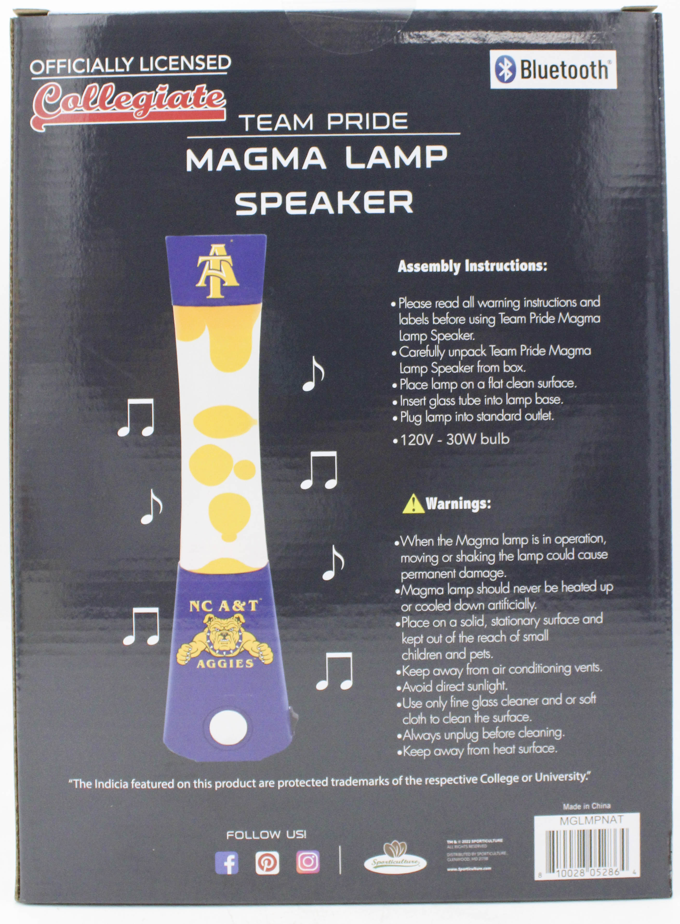 NCAA NORTH CAROLINA A&T AGGIES LAVA LAMP SPEAKER  16.5"