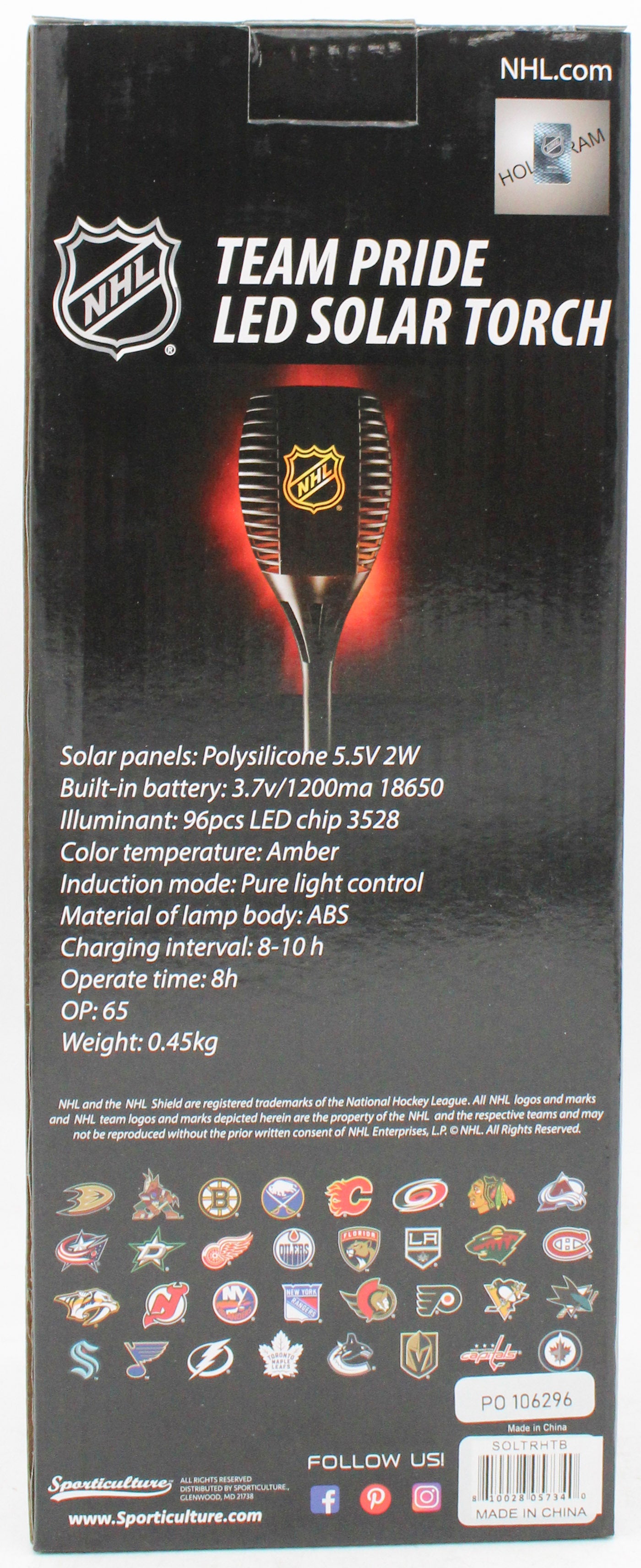 TAMPA BAY LIGHTNING LED SOLAR TORCH 36"