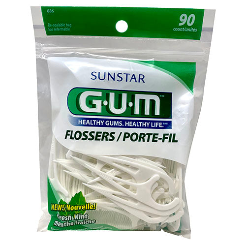 GUM DENTL FLOSSERS 90CT-FRSH MNT/NI