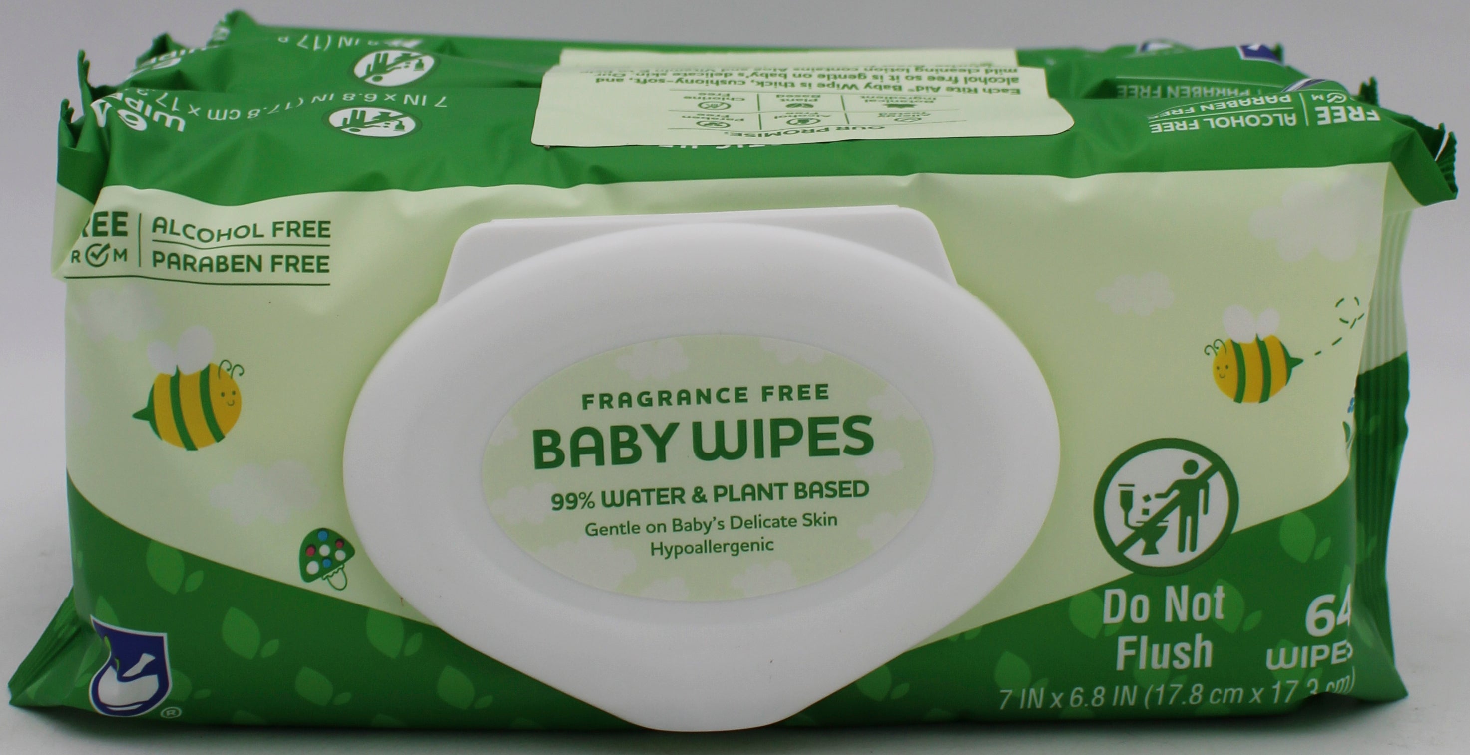 RITE AID BABY WIPES FRAGRANCE FREE 99% Water & Plant Based 64CT 3PK