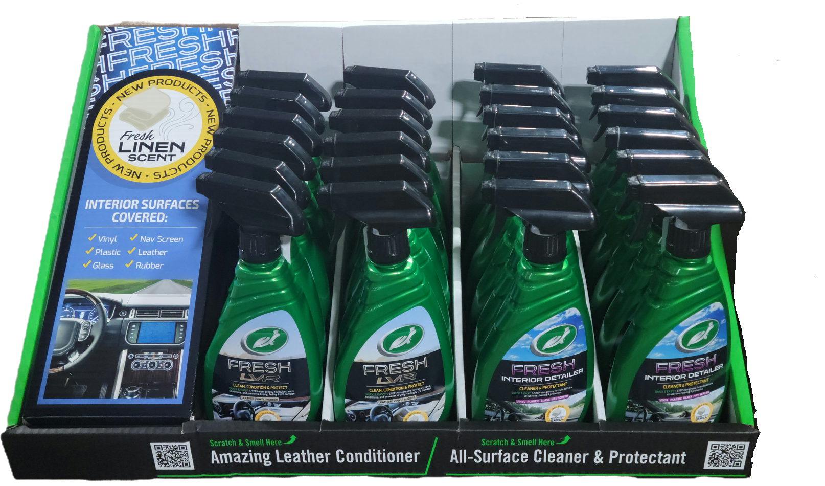 SP TURTLE WAX FRESH LVR CLEAN CONDITION PROTECTANT & CLEANER PROTECTANT 16oz FRESH LINEN SCENT DISPLAY