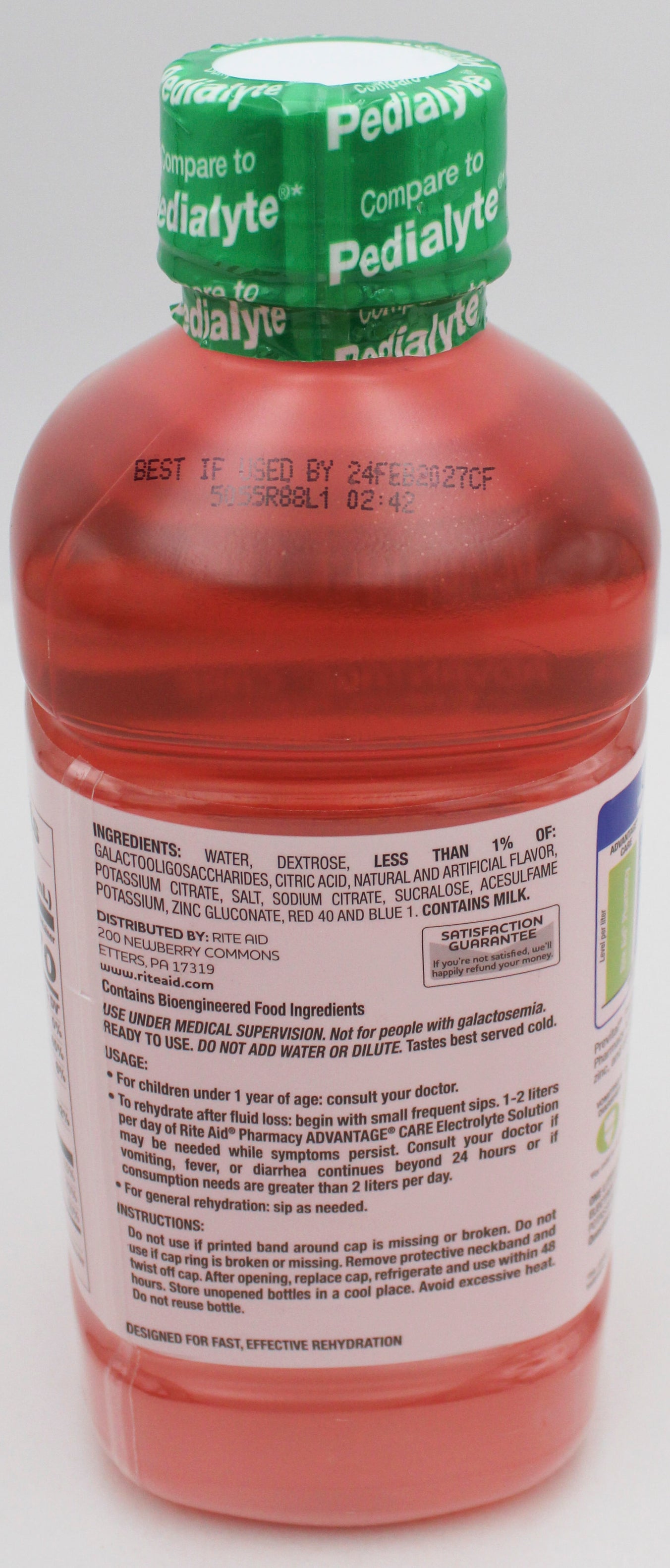 RITE AID PREBIOTIC ELECTROLYTE SOLUTION STRAWBERRY LEMONADE 33.8floz EXP 2/24/2027 COMPARES TO Pediatlye