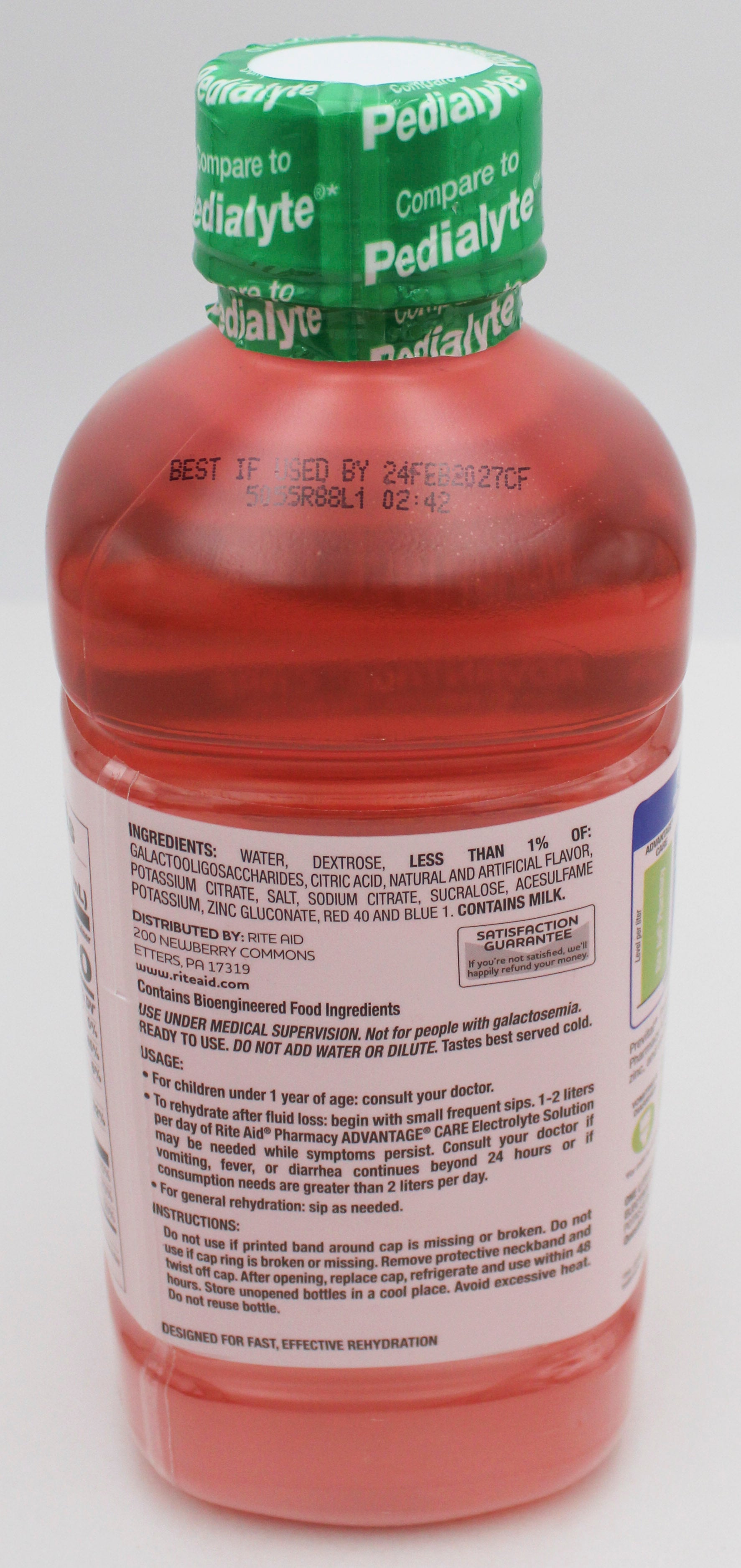RITE AID PREBIOTIC ELECTROLYTE SOLUTION STRAWBERRY LEMONADE 33.8floz EXP 2/24/2027 COMPARES TO Pediatlye