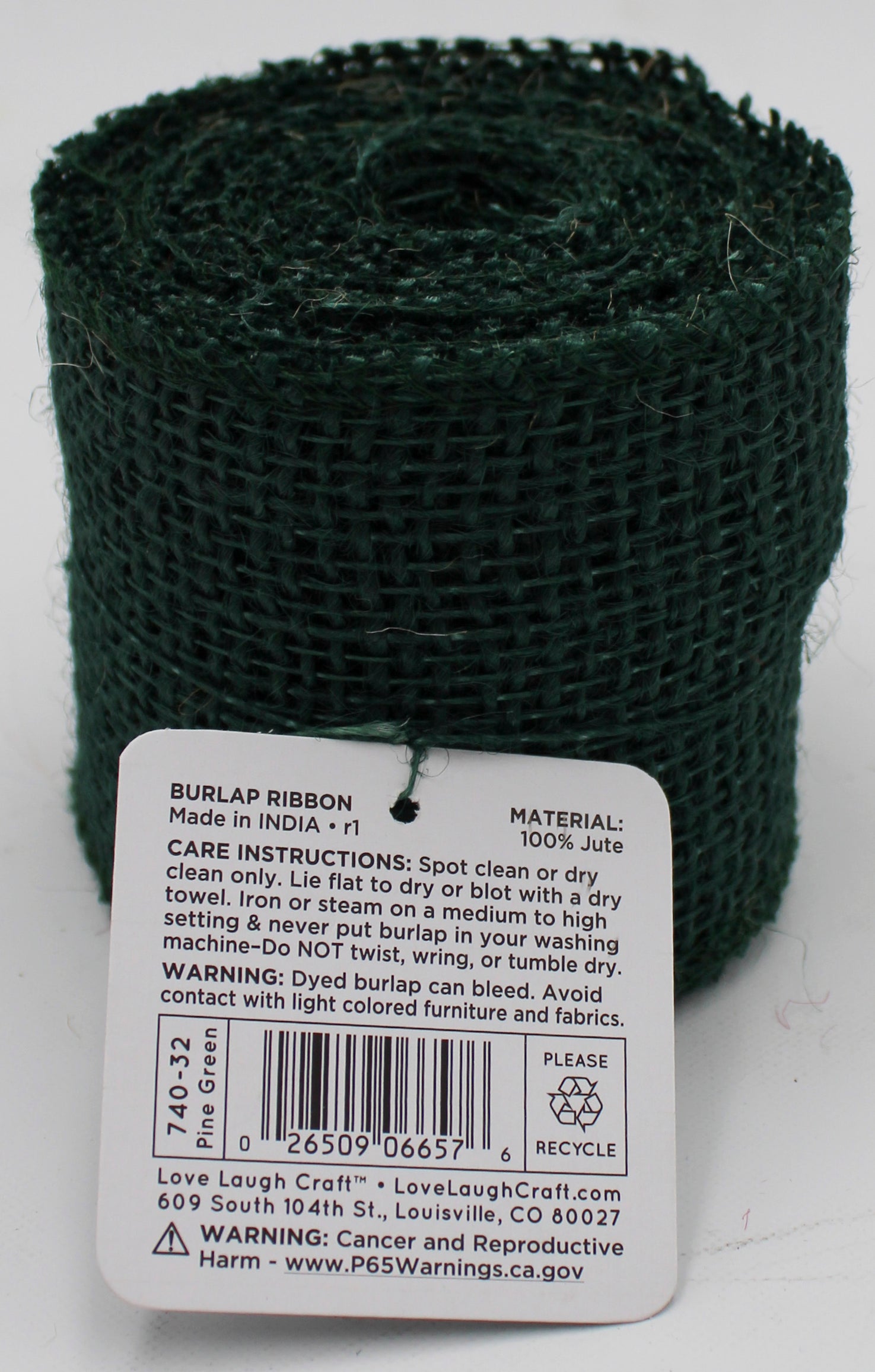 Pine Green Burlap Ribbon 3in x 5yd | Bulk Craft Supply