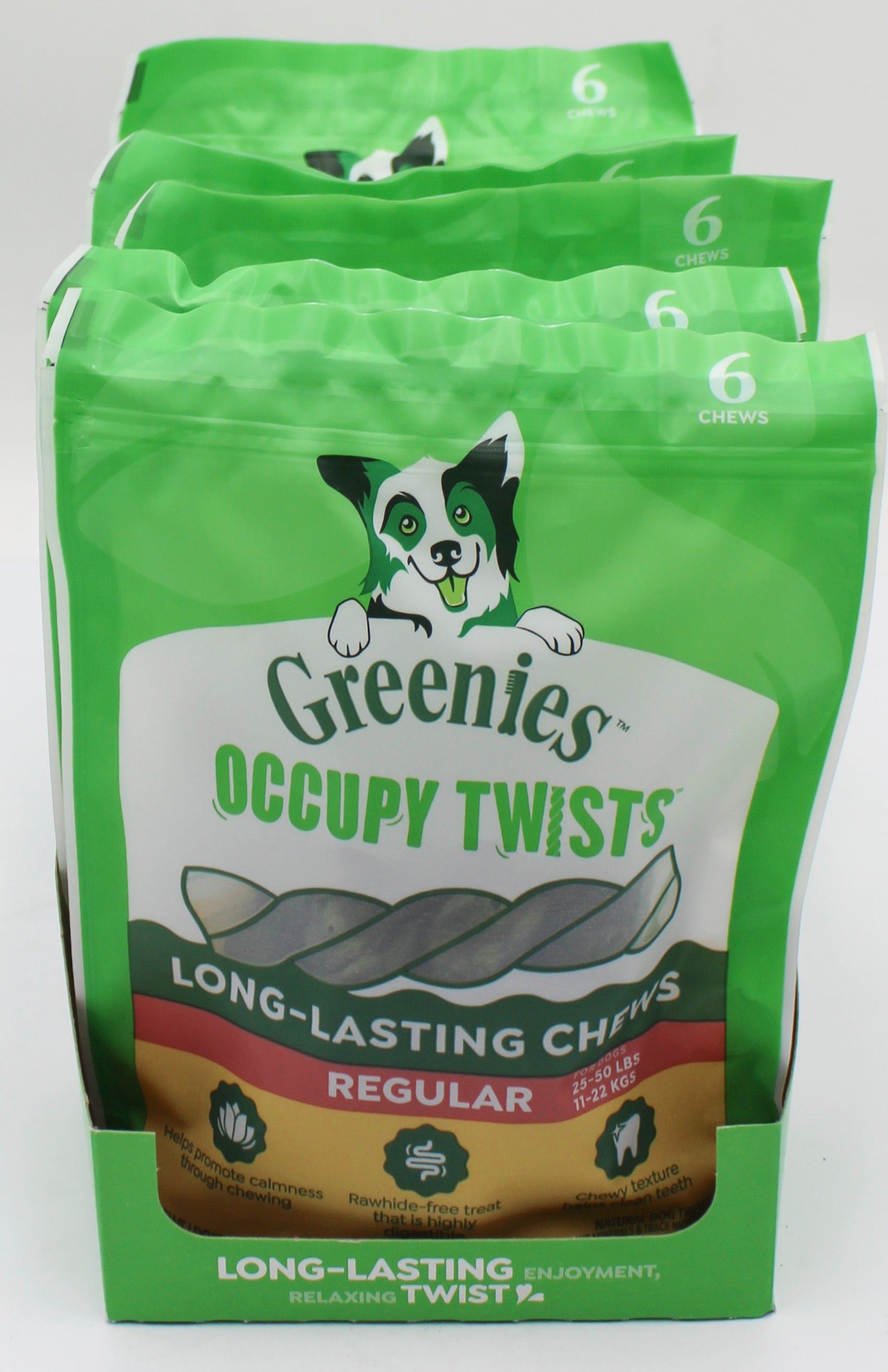 GREENIES OCCUPY TWISTS NATURAL DOG TREATS REGULAR SIZE CHICKEN FLAVOR 8.65 OZ. (6 PK) BB 2/3/2027