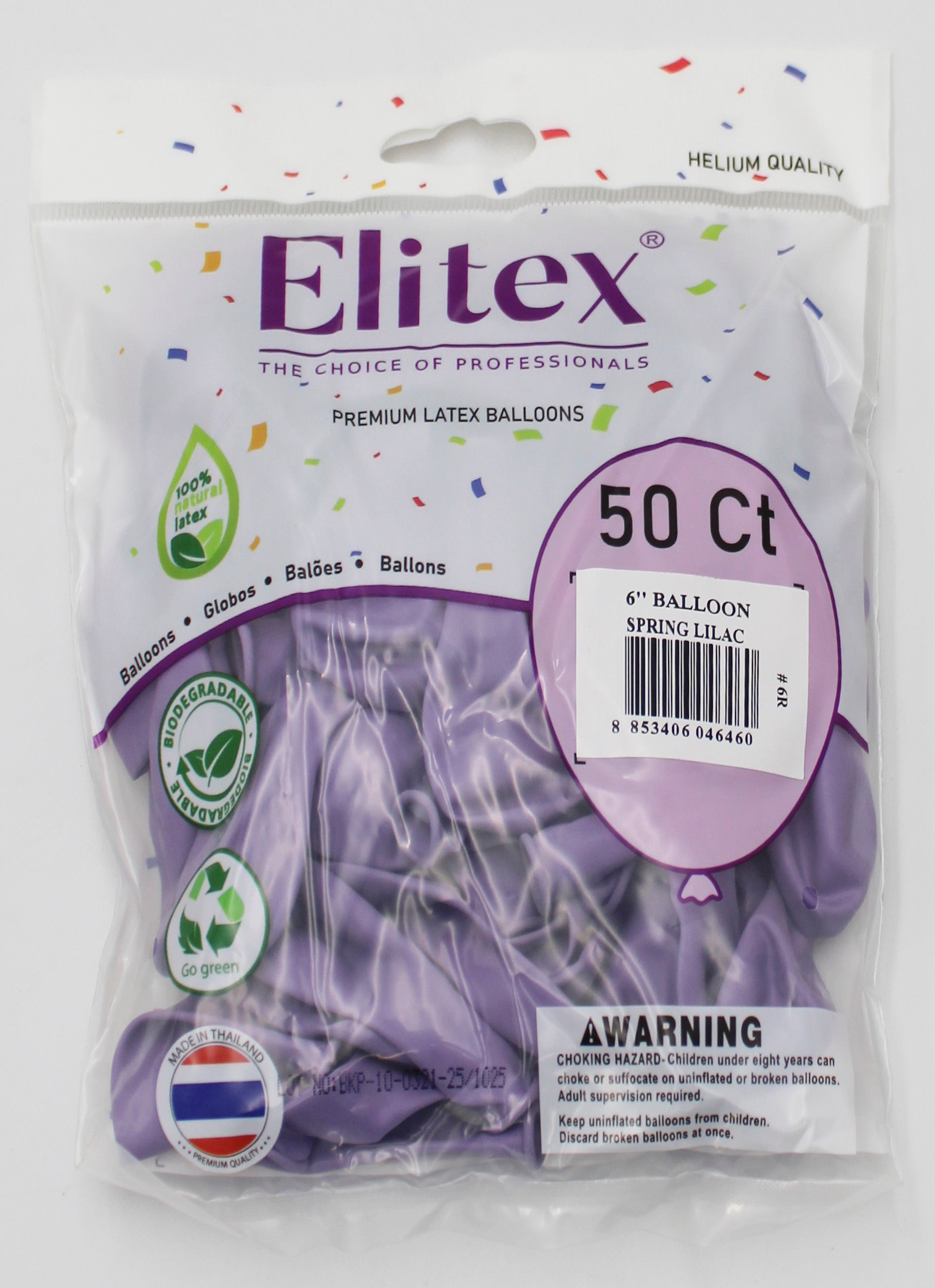 ELITEX 6" PASTEL SPRING LILAC ROUND BALLOON, 50 PACK