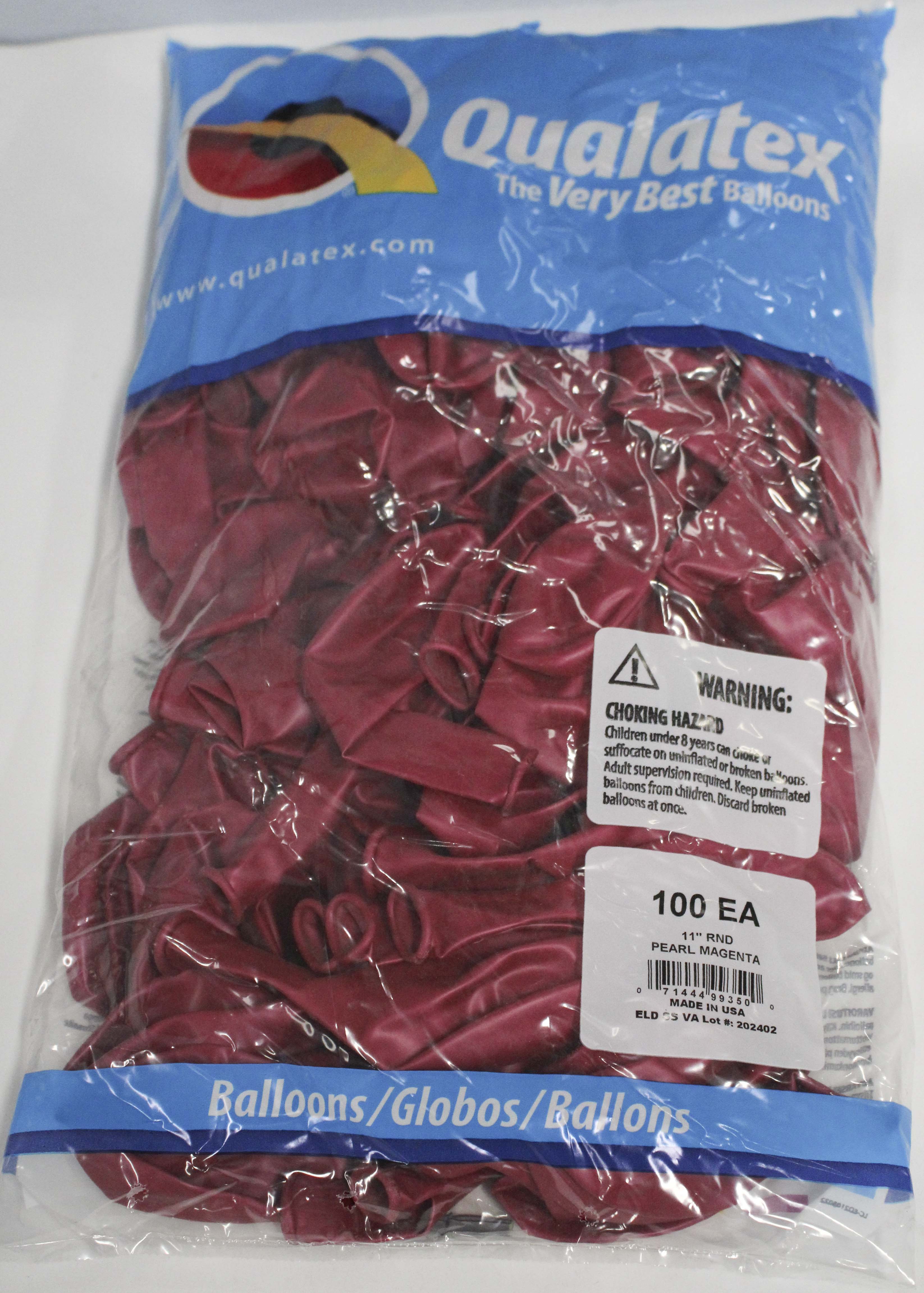 QX 11" Round Latex Balloons Pearl Magenta 100ct