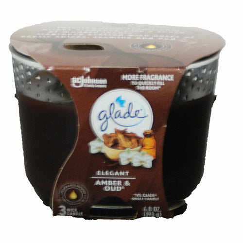 GLADE 3 WICK CANDLE 6.8OZ-ELEGANT AMBER&OUD
