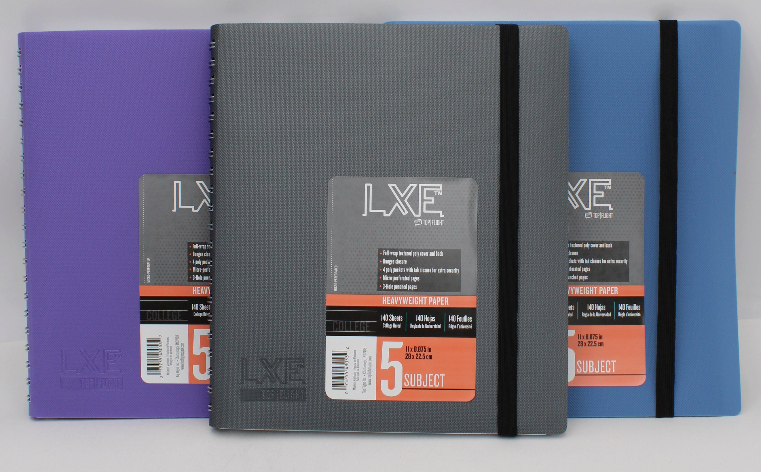 TOP FLIGHT 5 SUBJECT POLY COVER NOTEBOOK 140 SHEET ASST. 11" X 8.875"