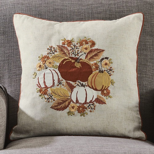 PUMPKIN WREATH 18" PILLOW COVER