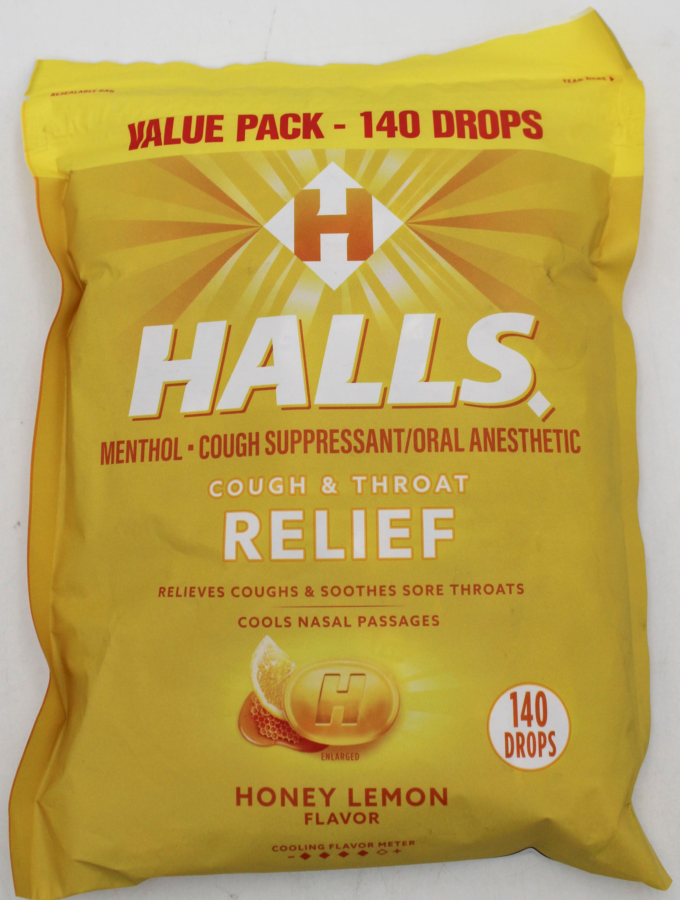 HALLS HONEY-LEMON BAG 140 pc exp 3/14/26