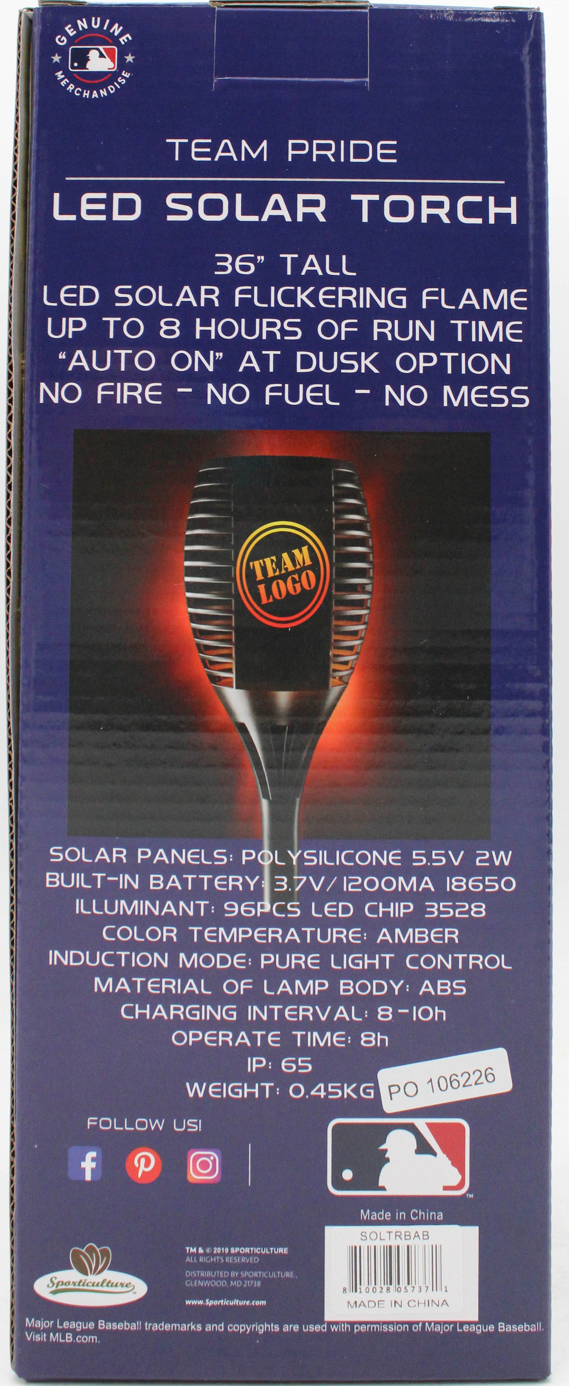 ATLANTA BRAVES LED SOLAR TORCH 36"