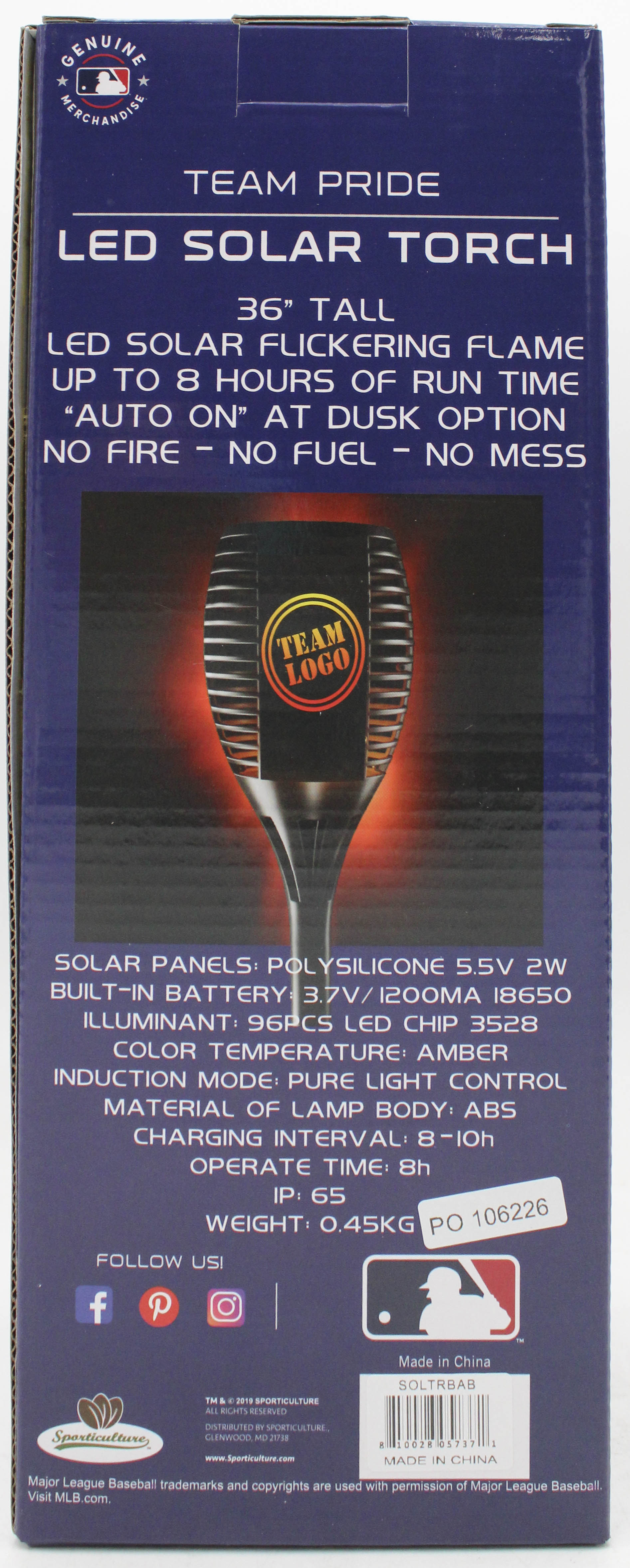 ATLANTA BRAVES LED SOLAR TORCH 36"