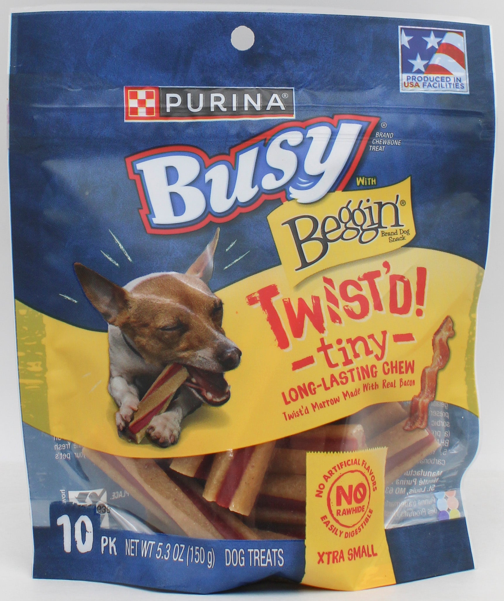 PURINA BUSY BONE W/BEGGIN' TWIST'D TINY DOG TREATS 10CT 5.3oz BB 12.31.26 NI