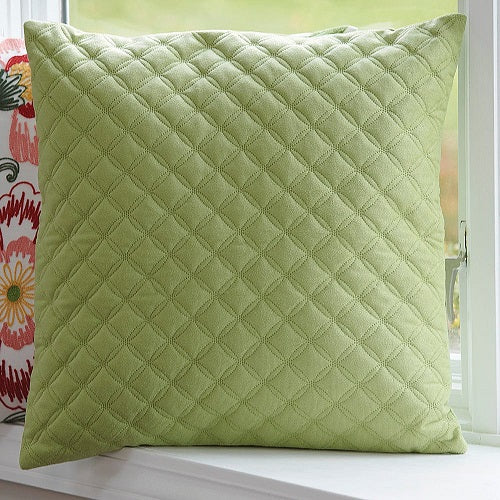 QUILTED DIAMOND 18" PILLOW COVER - GREEN