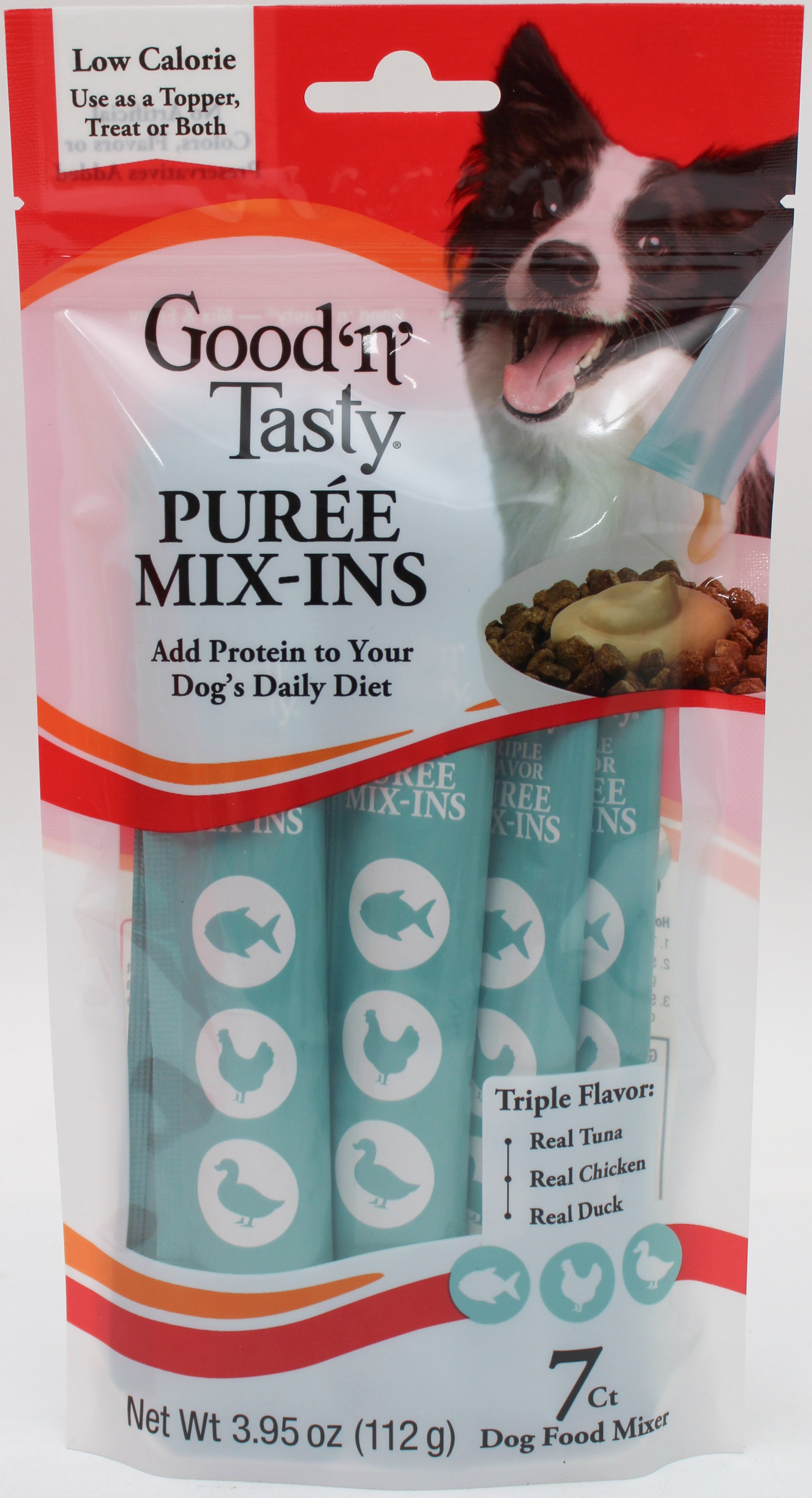GOOD N TASTY TRIPLE FLAVOR DOG FOOD TOPPER TUNA & CHICKEN 7CT BB 4/3/2027 NI