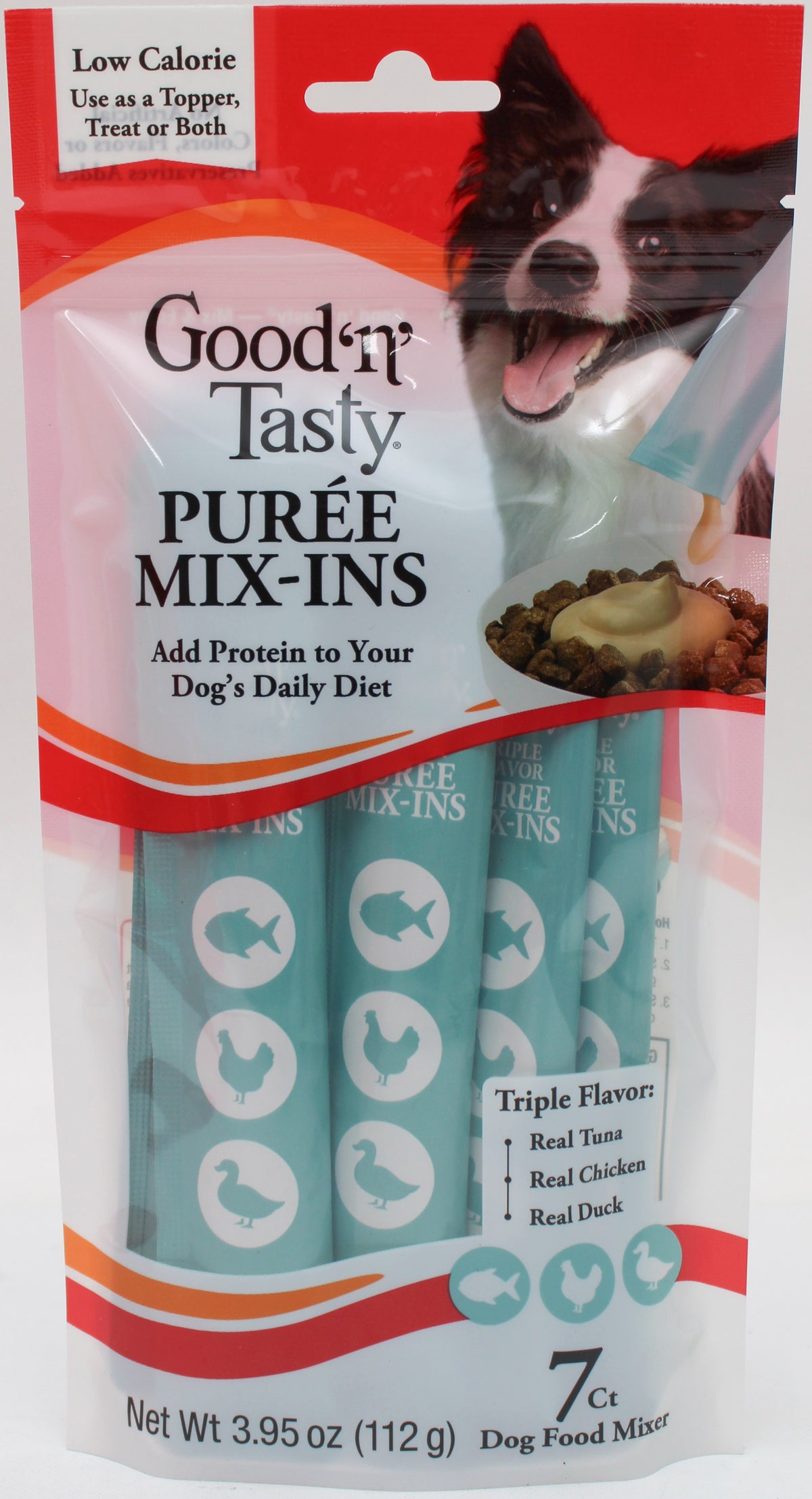GOOD N TASTY TRIPLE FLAVOR DOG FOOD TOPPER TUNA & CHICKEN 7CT BB 4/3/2027 NI