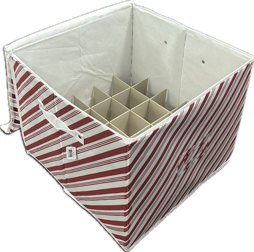 HOLIDAY CANDY STRIPE PRINT ORNAMENT STORAGE LARGE