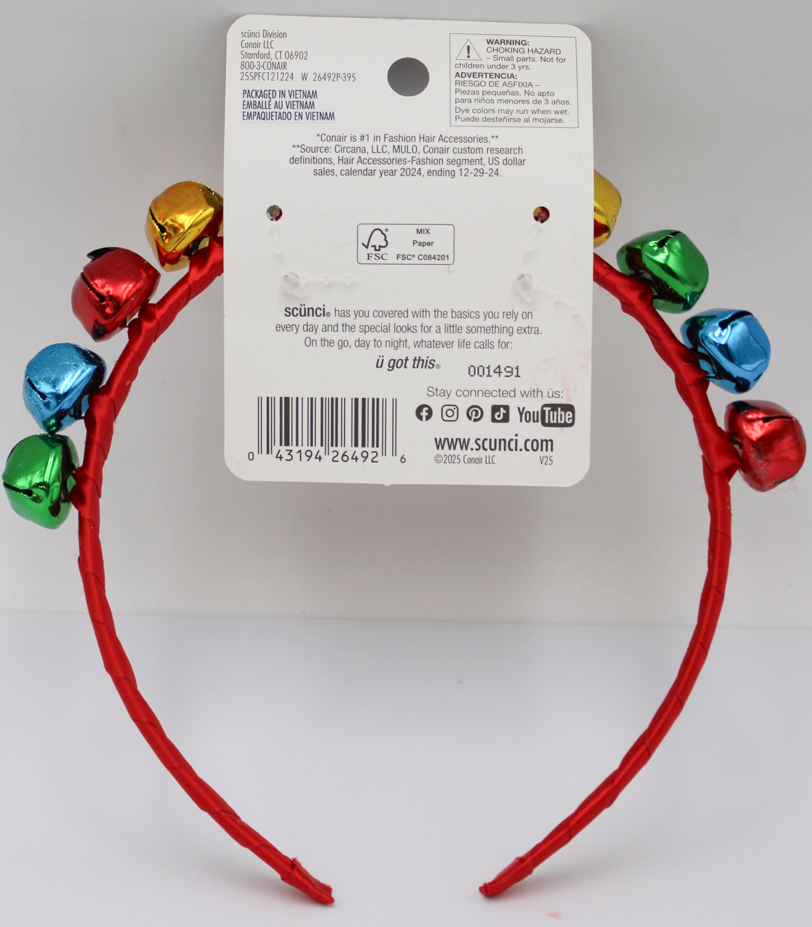 Scrunci Jingle Bells Headband - Festive Accessory