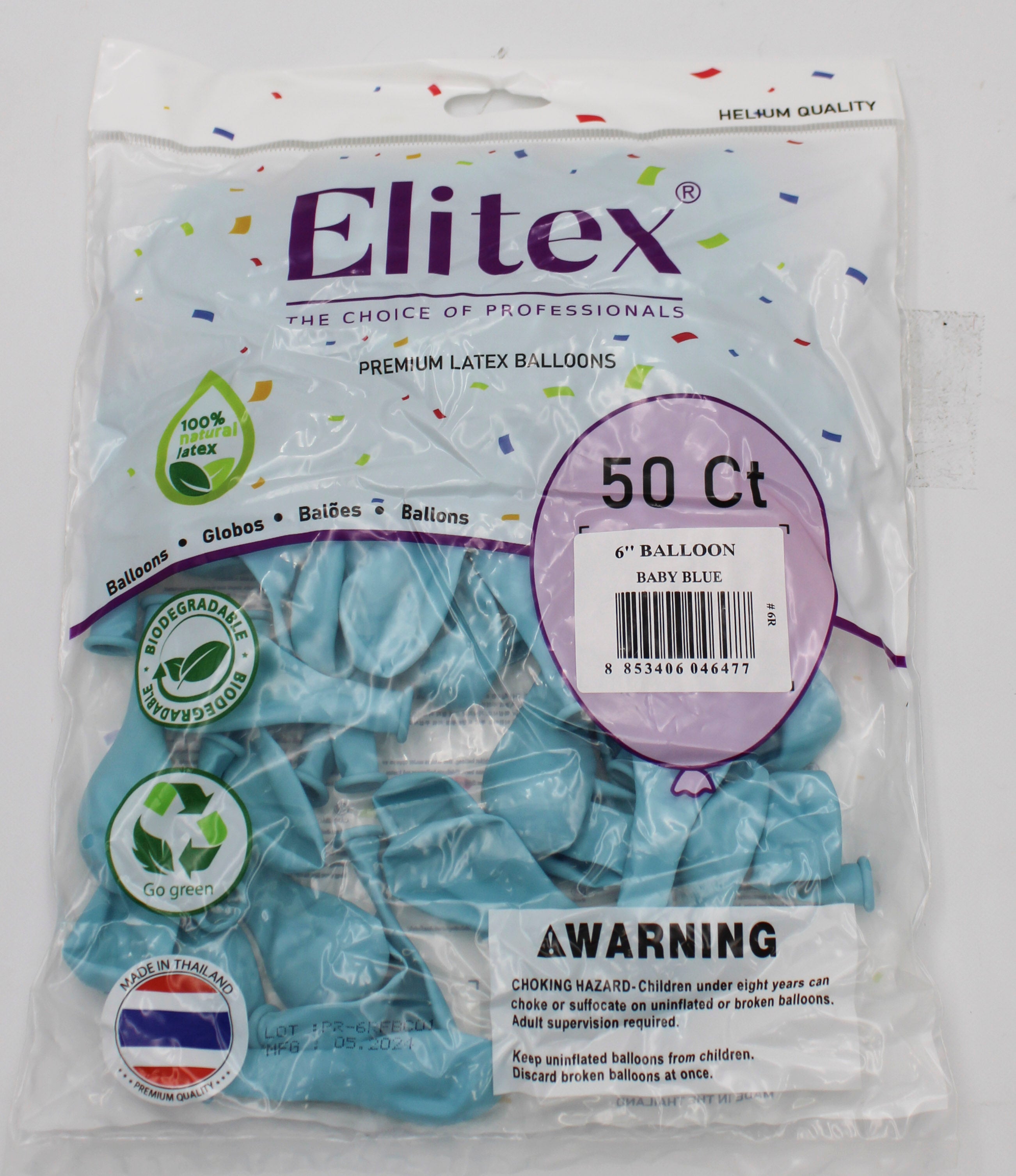 ELITEX 6" PASTEL BABY BLUE ROUND BALLOON, 50 PACK