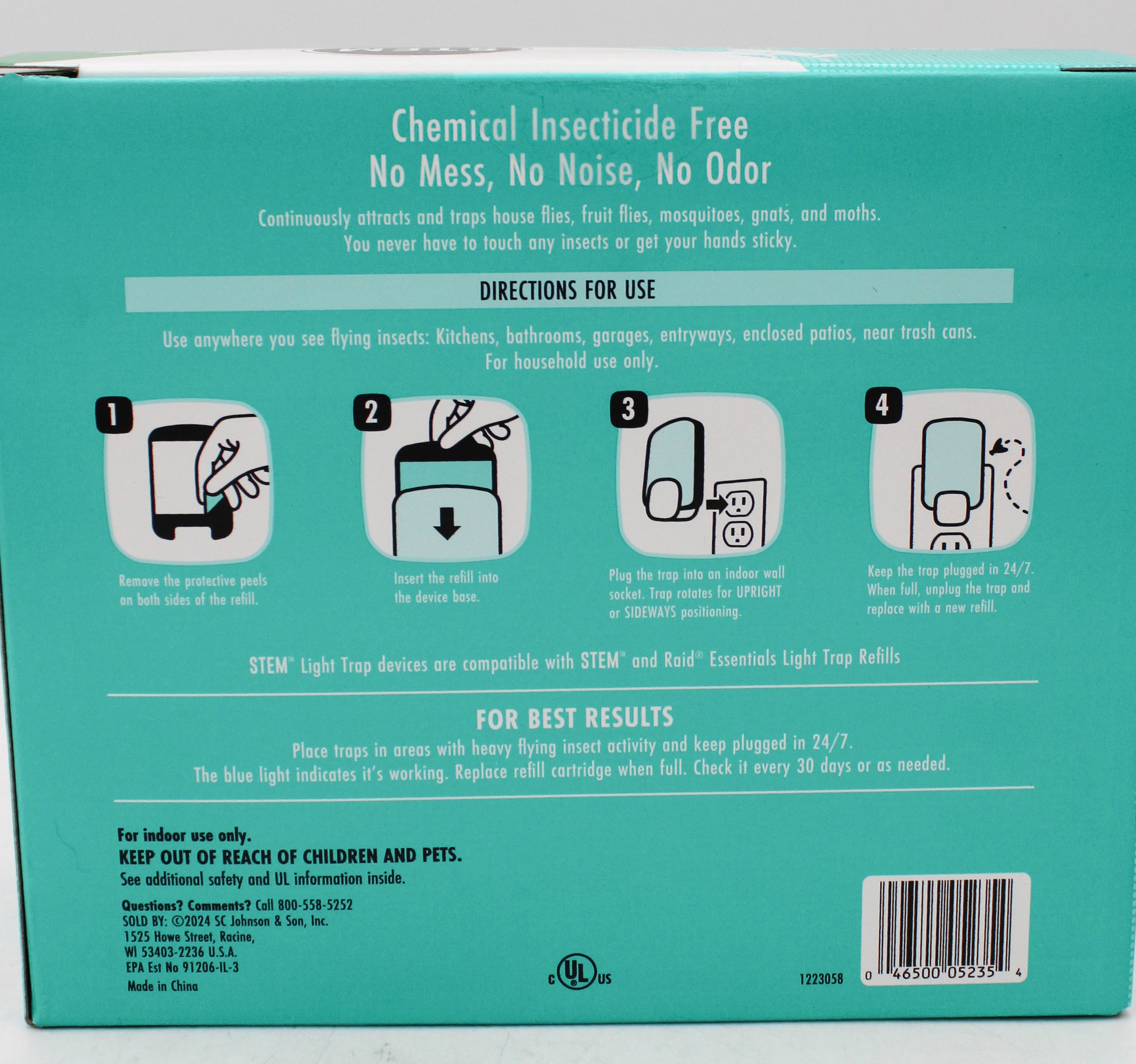 SP PEST2025 STEM FLYING INSECTS LIGHT TRAP 2DEVICES + 6 REFILLS PRISTINE