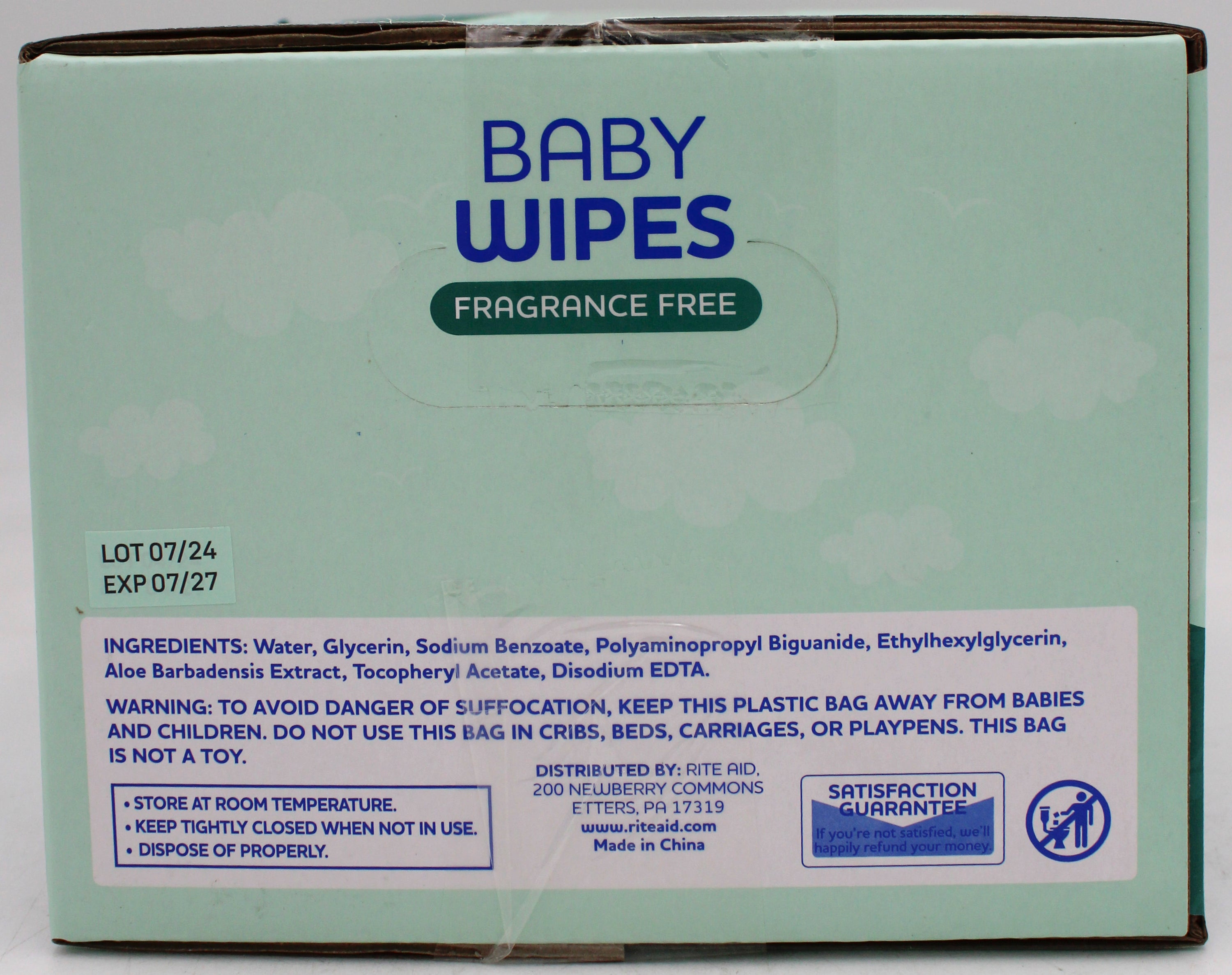 RITE AID BABY WIPES FRAGRANCE FREE BOX 360CT