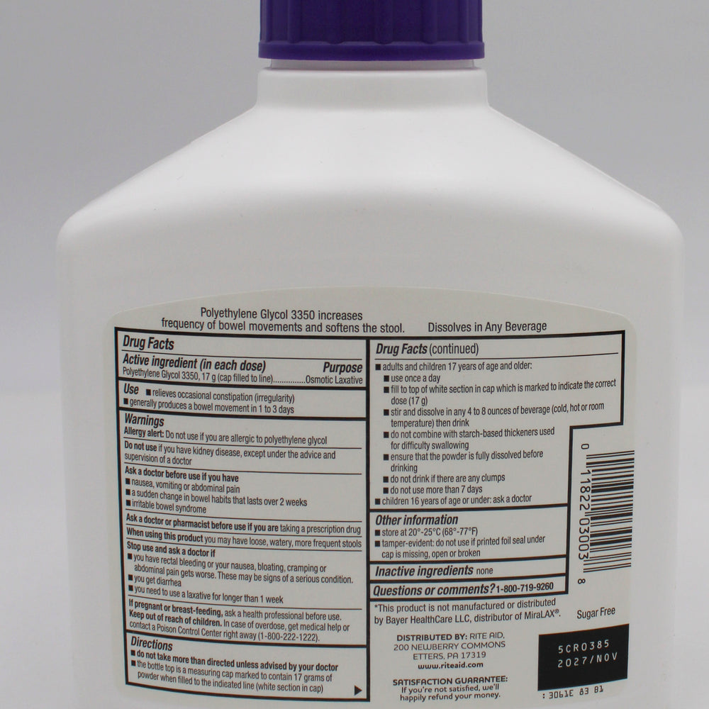 RITE AID LAXATIVE POWDER 26.9oz EXP 11/30/2027 COMPARES TO MiraLax