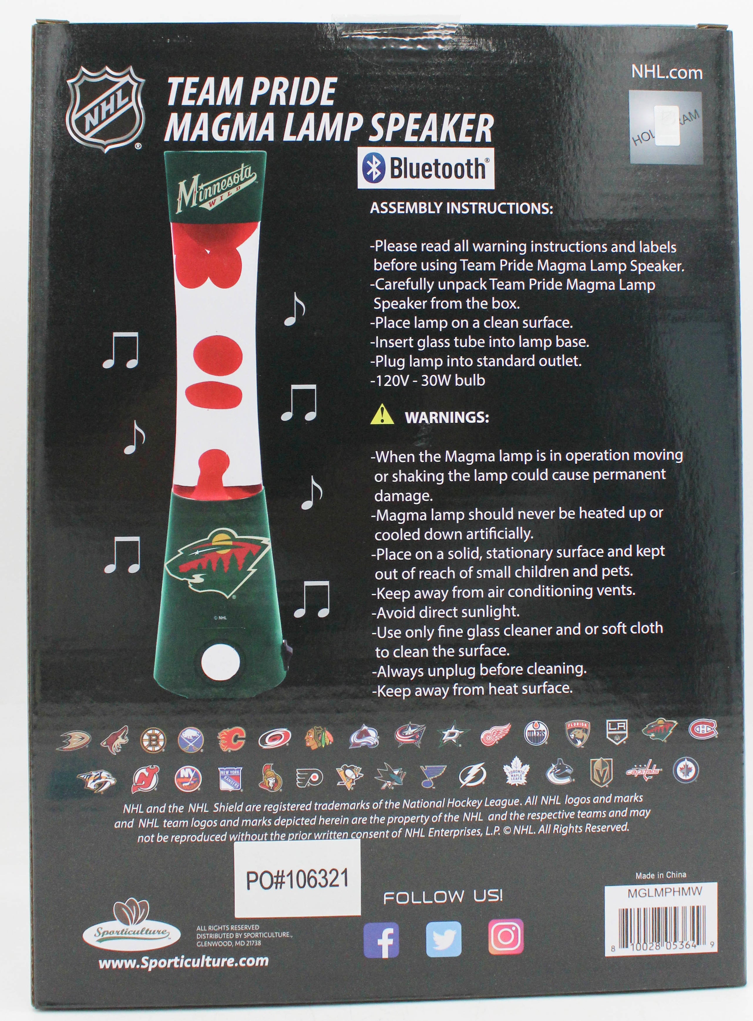 NHL MINNESOTA WILD LAVA LAMP SPEAKER 16.5"