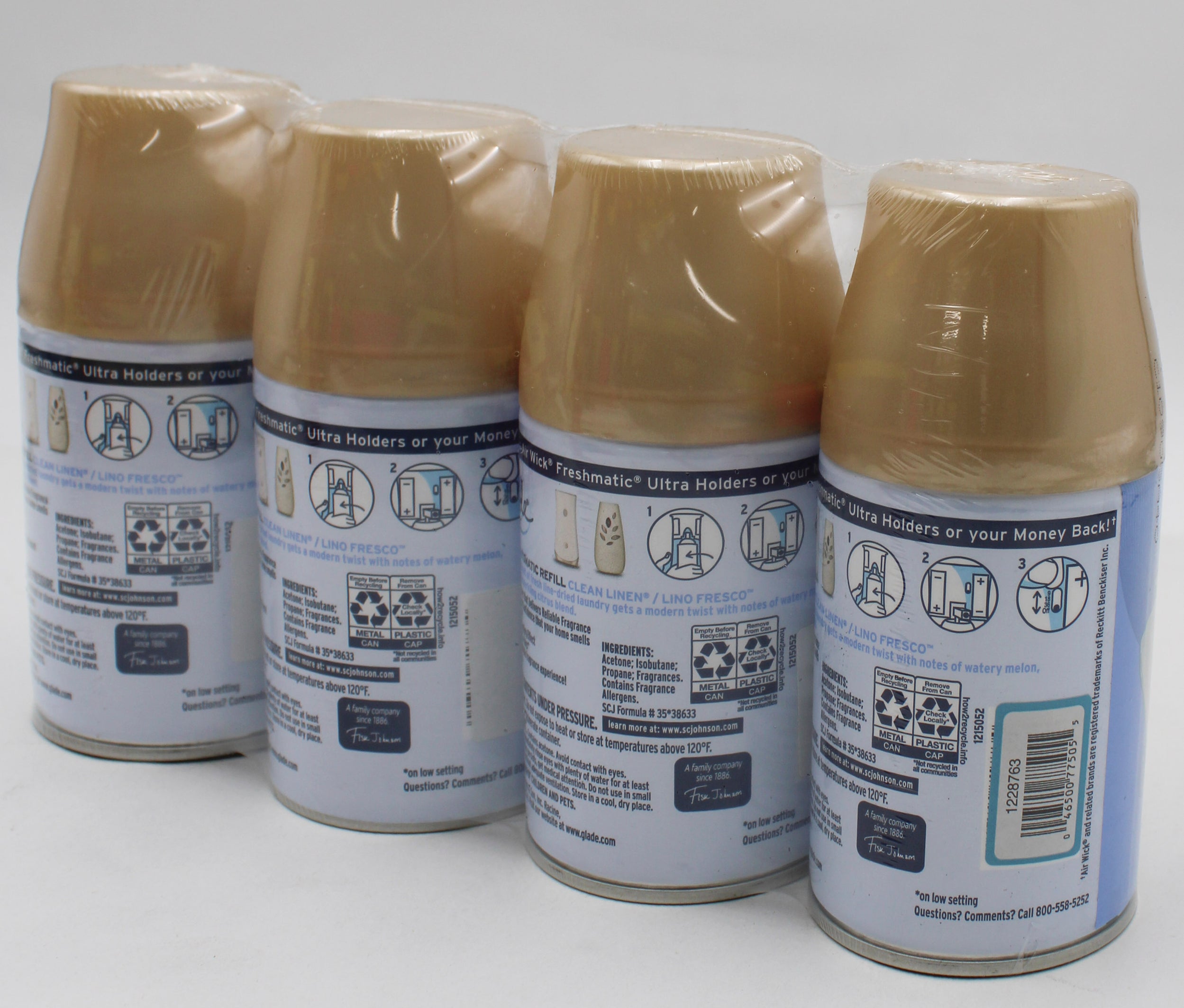 SP GLADE AUTO SPRAY REFILL 4PK 6.2oz CLEAN LINEN