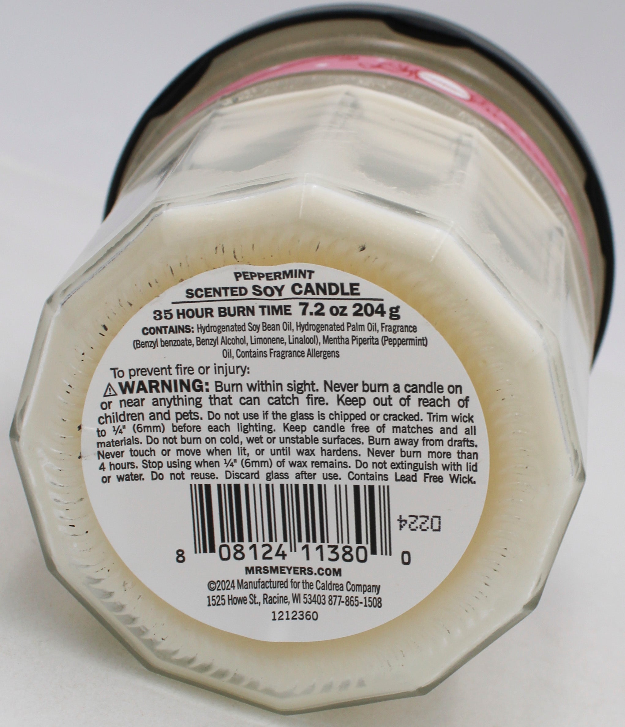 MRS MEYERS LARGE CANDLE PEPPERMINT 7.2oz