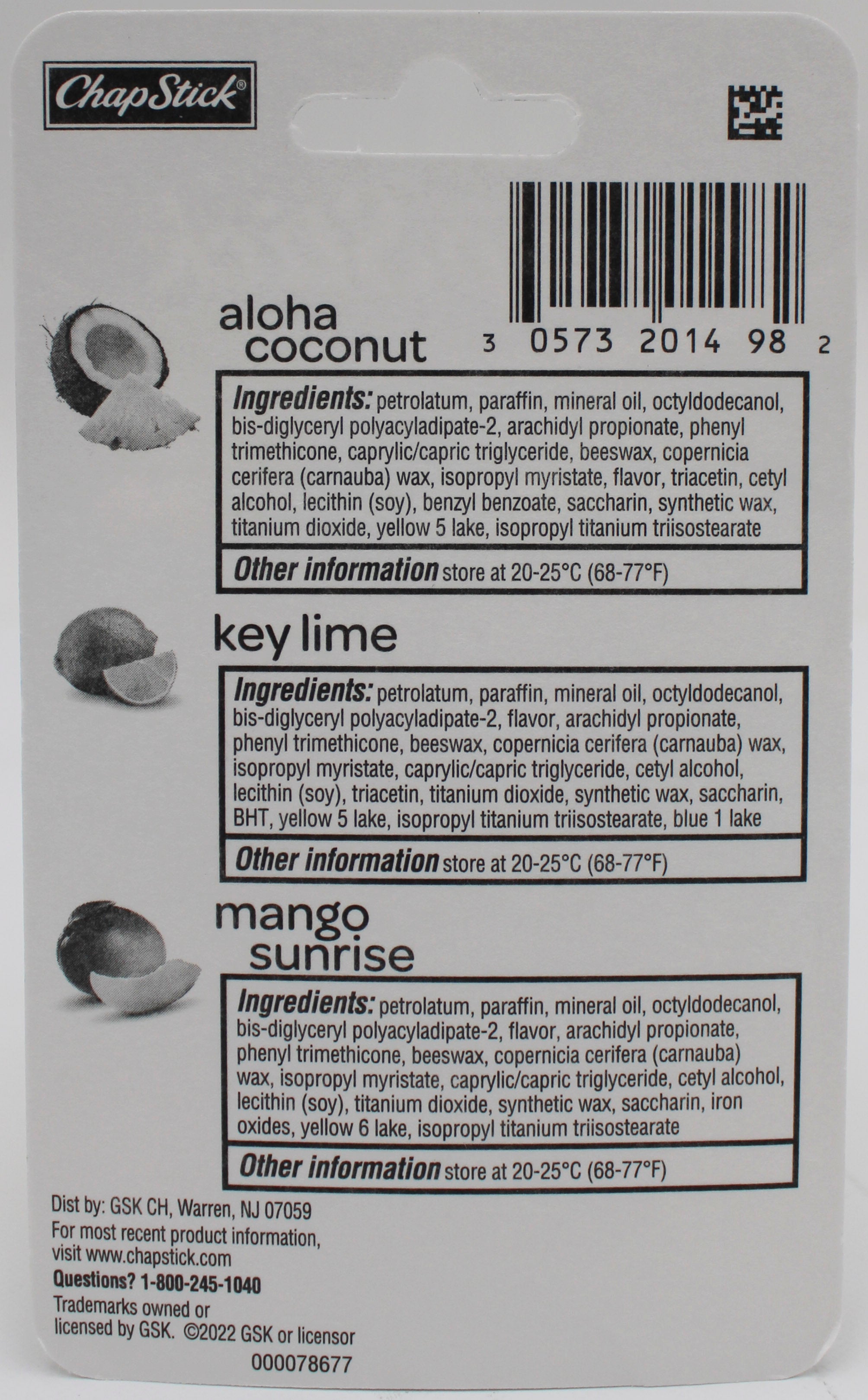 CHAPSTICK 3CT TROPICAL PARADISE .45OZ 2/29/2028