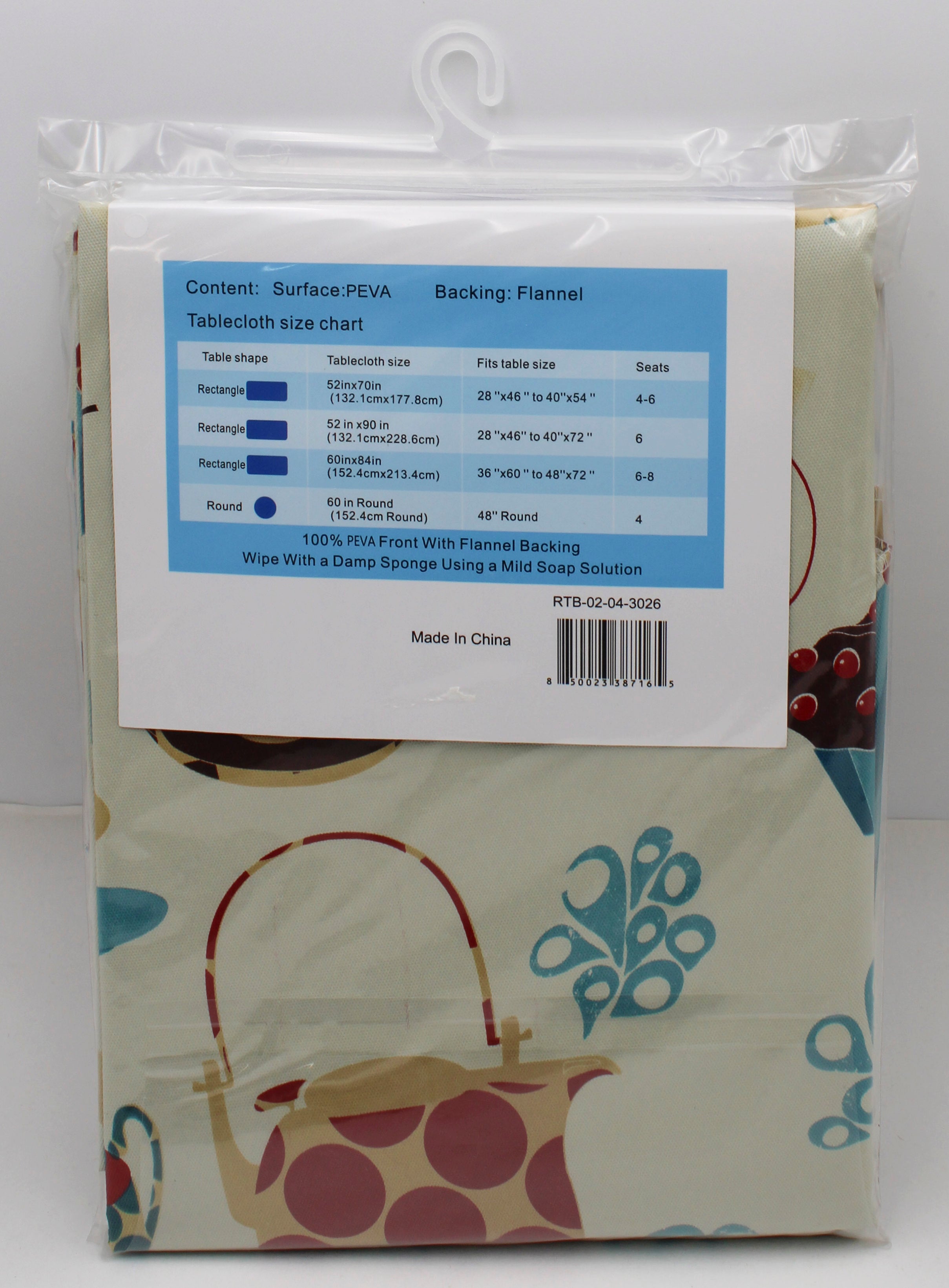 60" RND PRINTED VINYL TABLECLOTH
