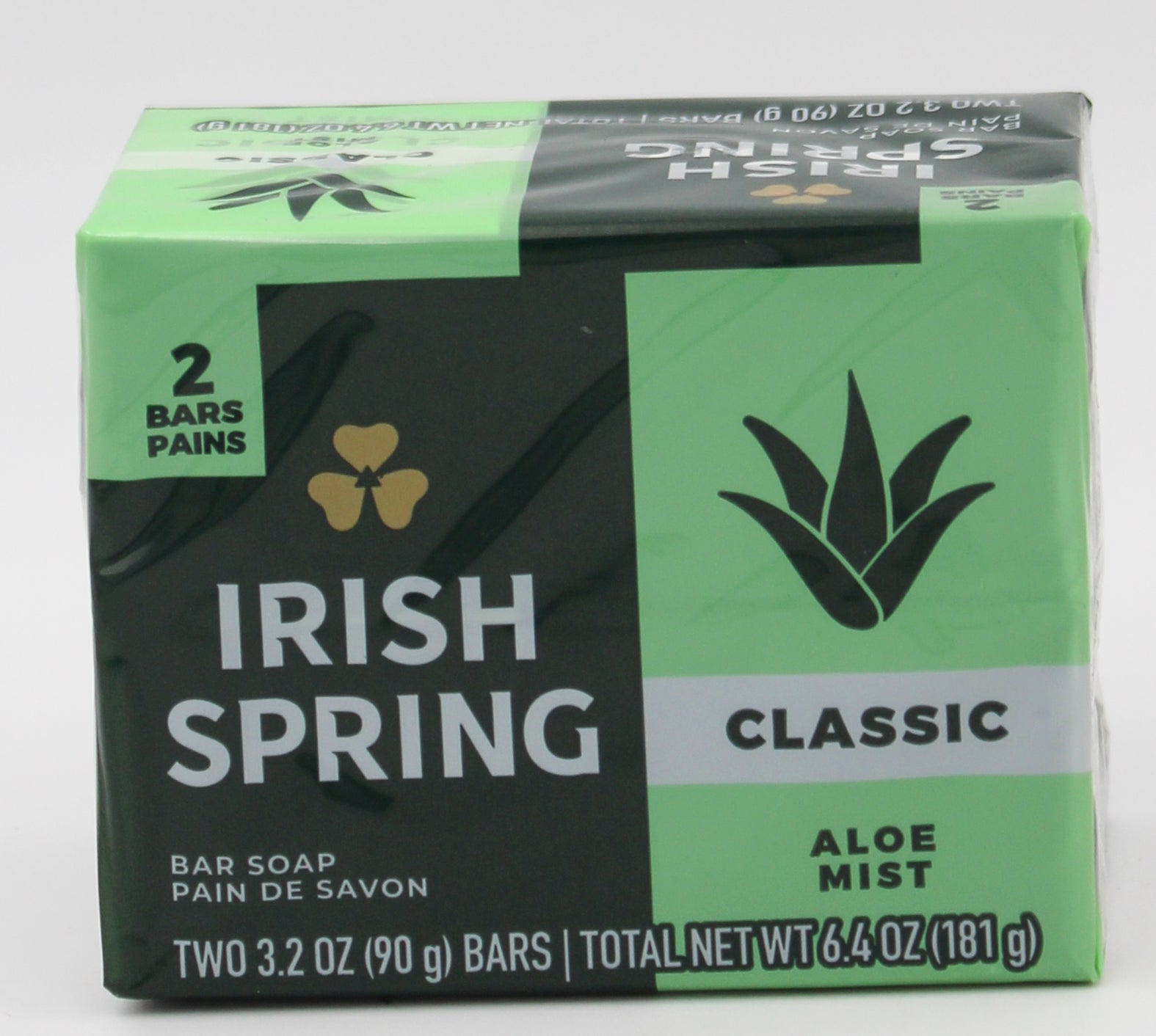 IRISH SPRING BAR SOAP ALOE 2ct 3.2oz NI