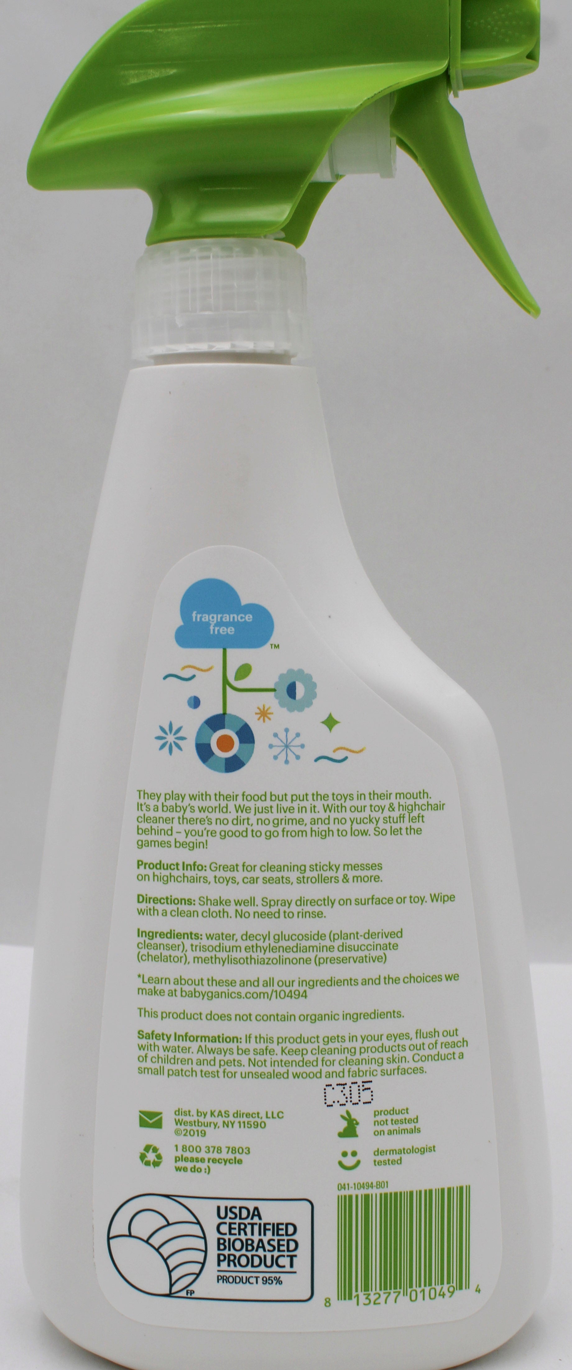 BABYGANICS TOY & HIGHCHAIR CLEANER FRAGRANCE FREE 17oz US