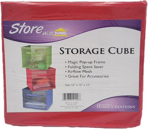 HOME CREATIONS STORAGE CUBE 12x12x12x RED