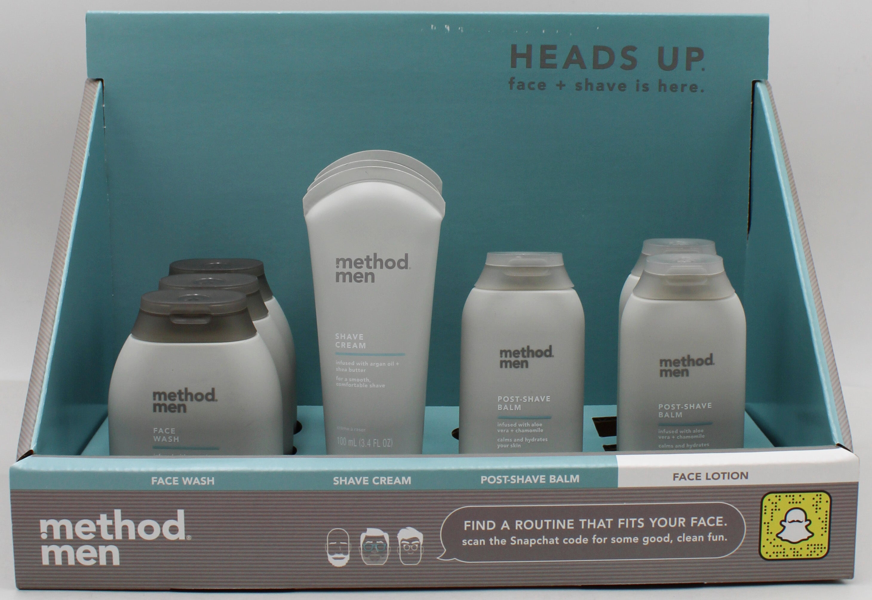 SP METHOD FACE WASH / SHAVE CREAM/ POST-SHAVE BALM DISPLAY