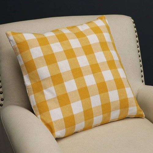 MARIGOLD CHECKERED 18" PILLOW COVER