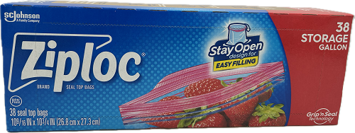 ZIPLOC STAND UP STAY OPEN STORAGE GALLON 38ct US