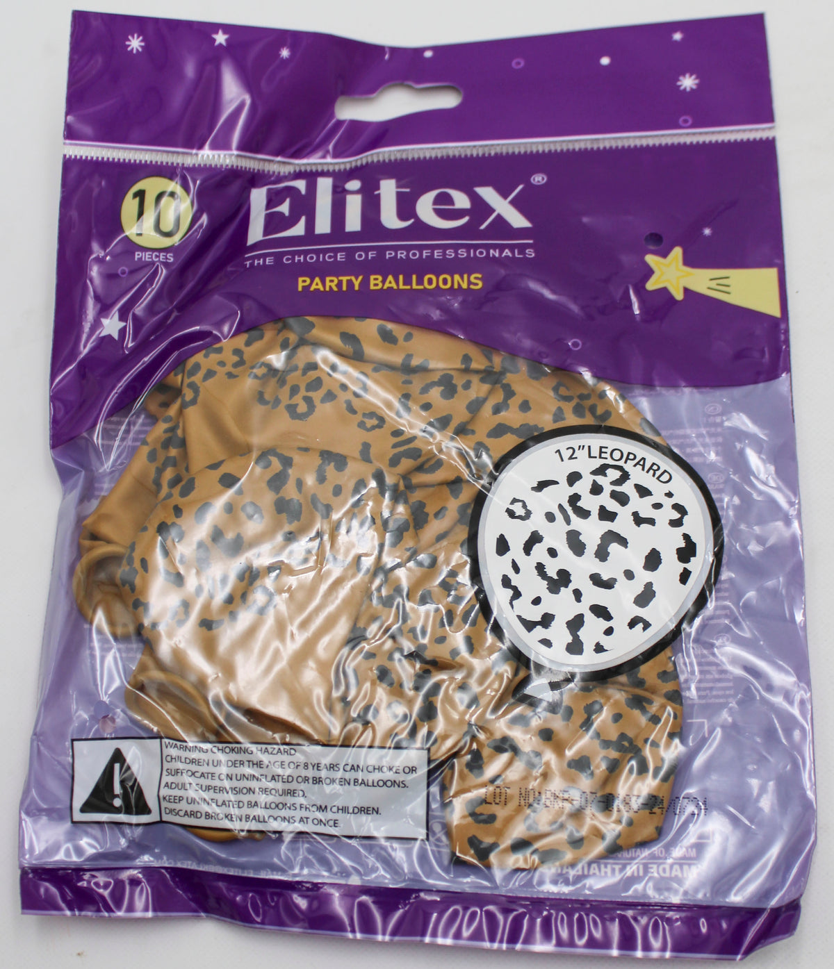 ELITEX 12" LEOPARD PRINTED BALLOON GOLD/BLACK, 10 PACK