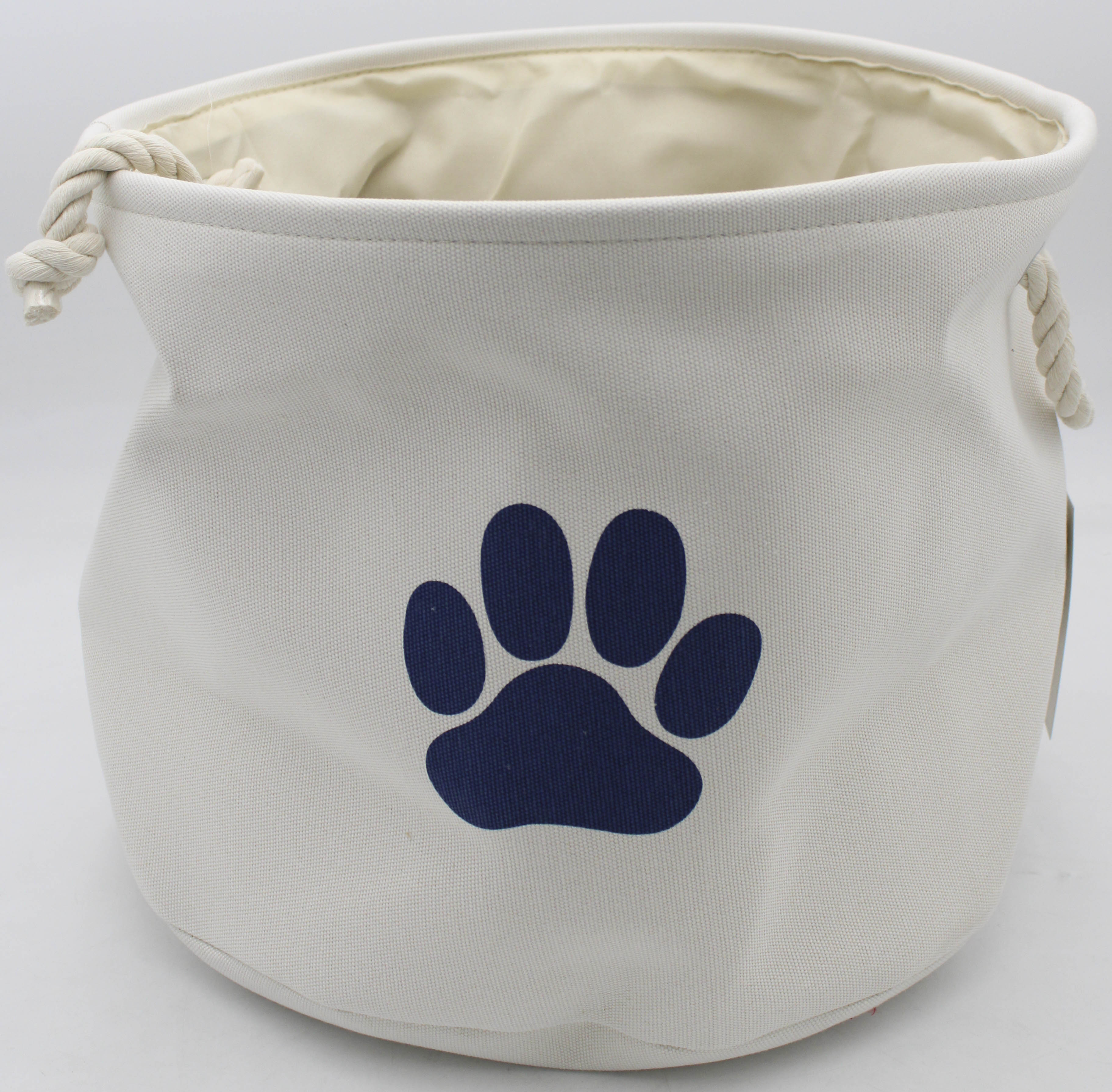 POLYESTER PET BIN PAW OFF WHITE ROUND MEDIUM 12x15x15.