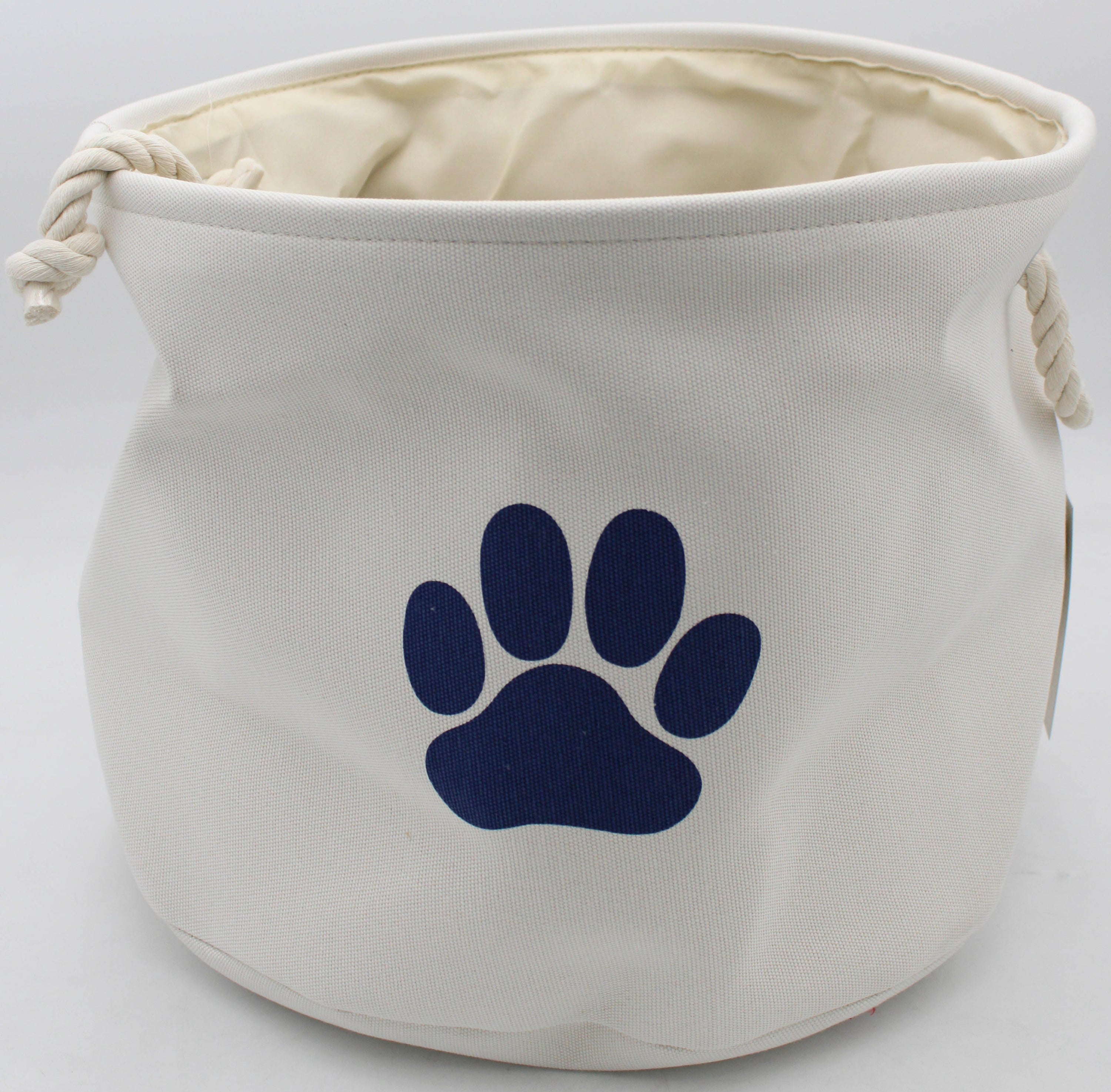 POLYESTER PET BIN PAW OFF WHITE ROUND MEDIUM 12x15x15.