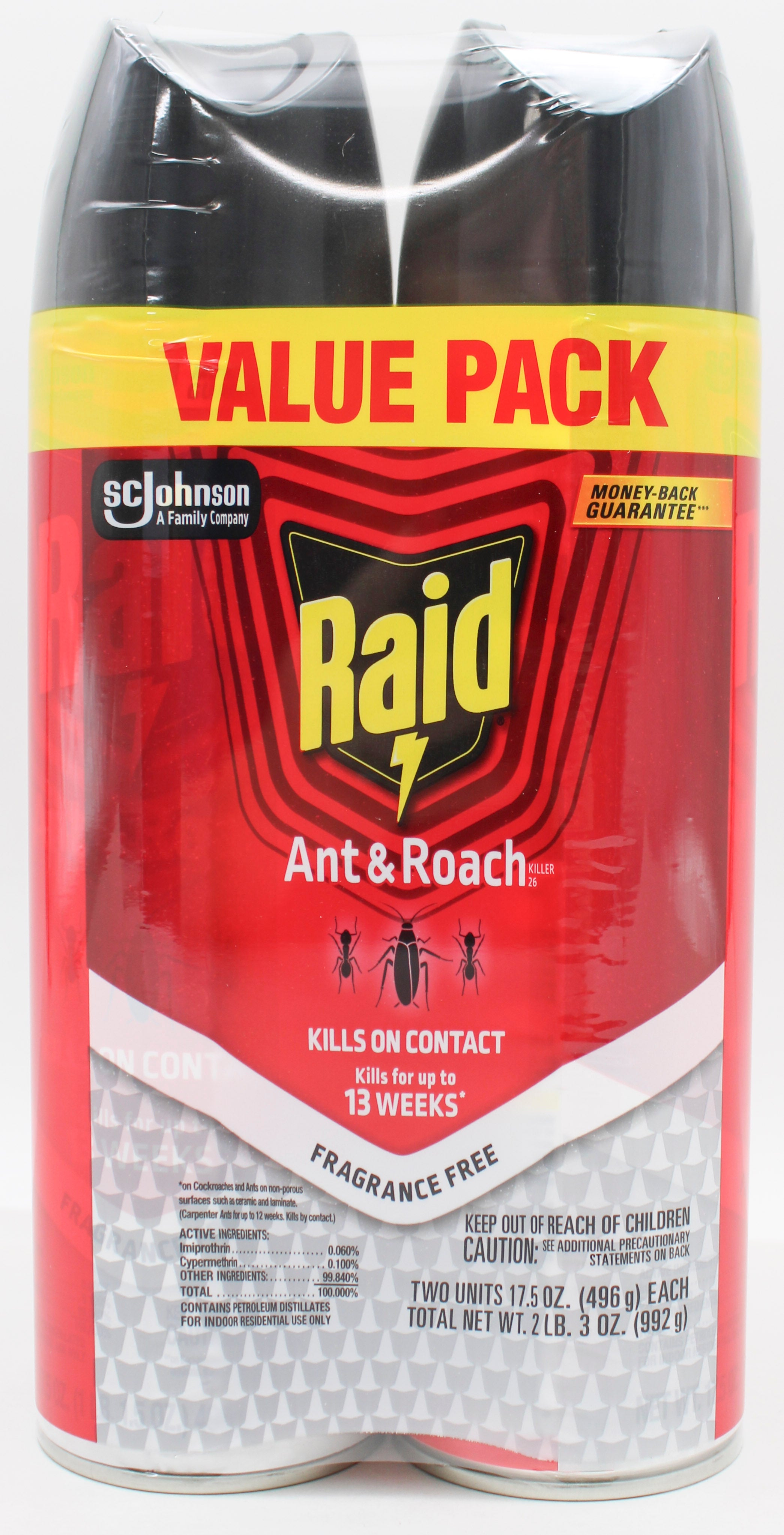 RAID ANT & ROACH FRAGRANCE FREE TWIN PACK 17.5oz