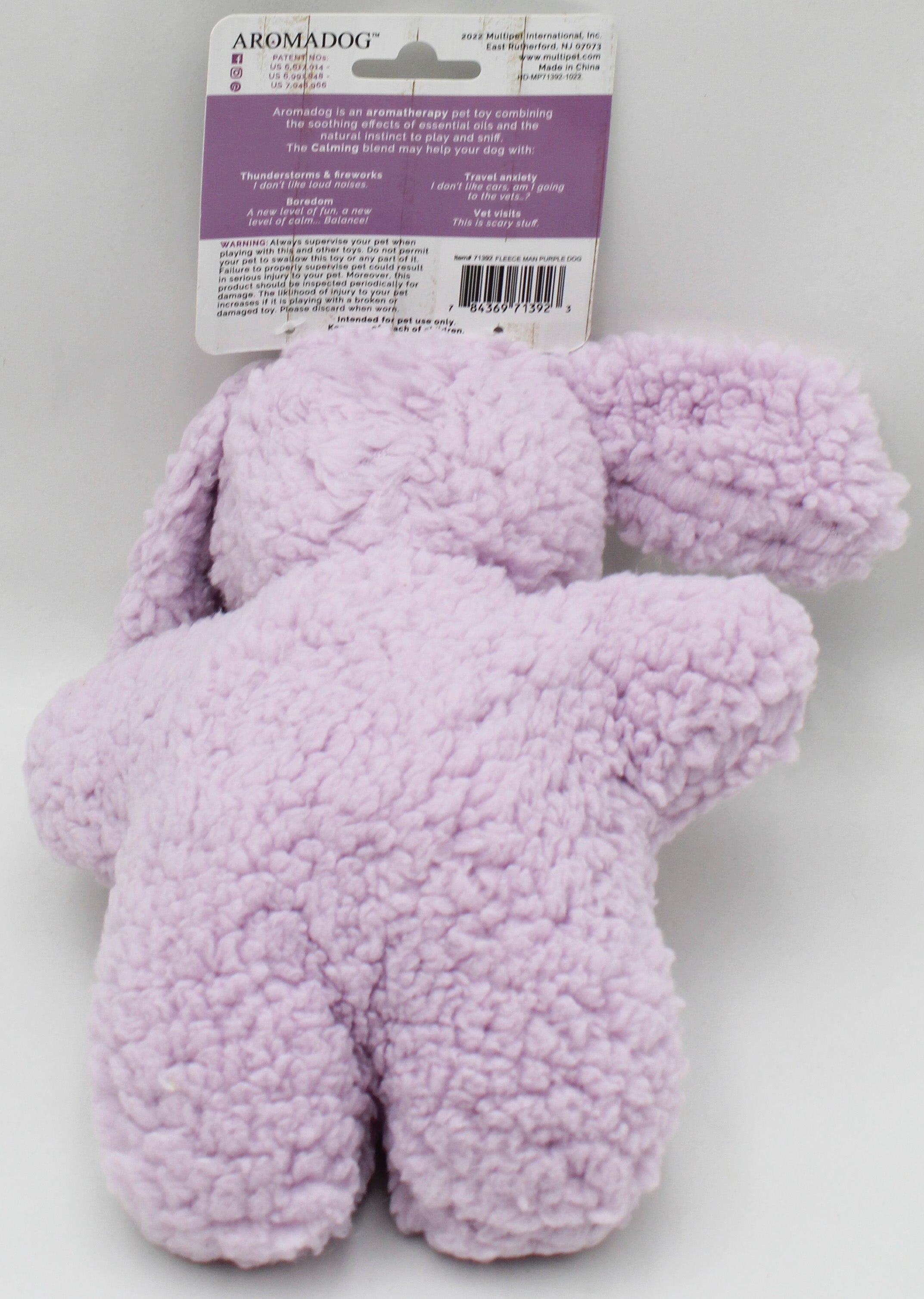 MULTIPET AROMADOG FLEECE MAN LAVENDER DOG TOY  - 9"