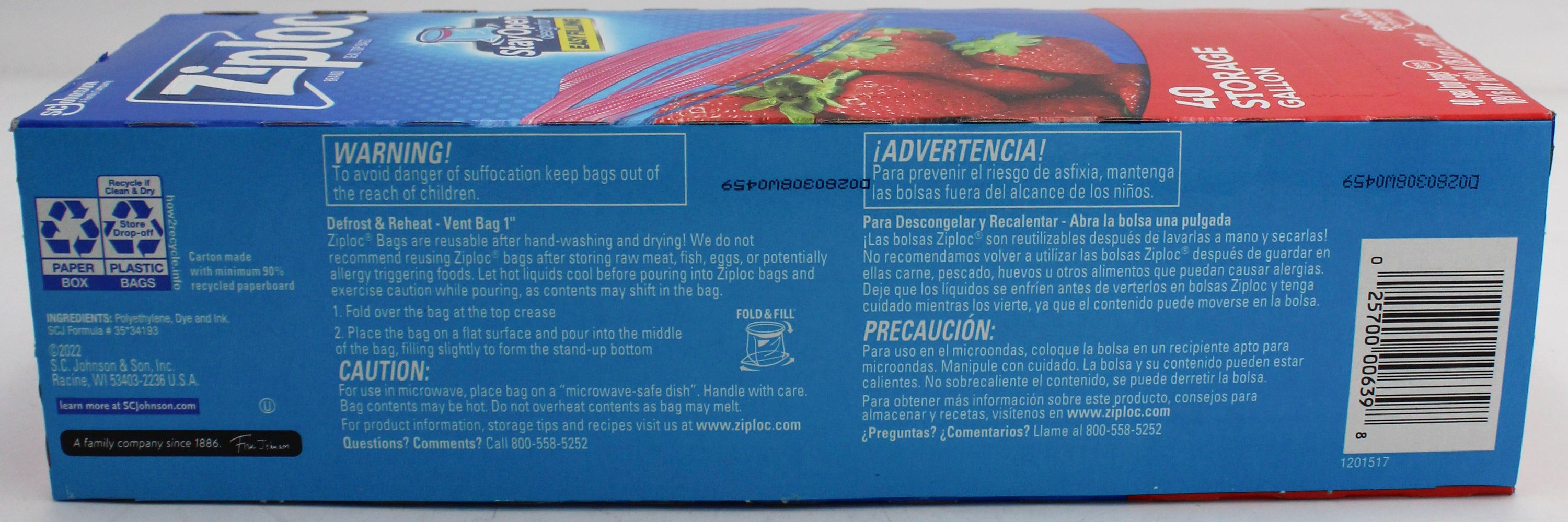 SP ZIPLOC  BAGS 40ct STORAGE GALLON