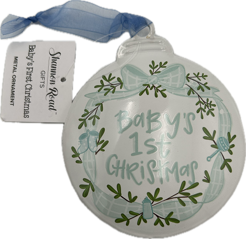 BABY 1ST CHRISTMAS METAL ORNAMENT - BLUE