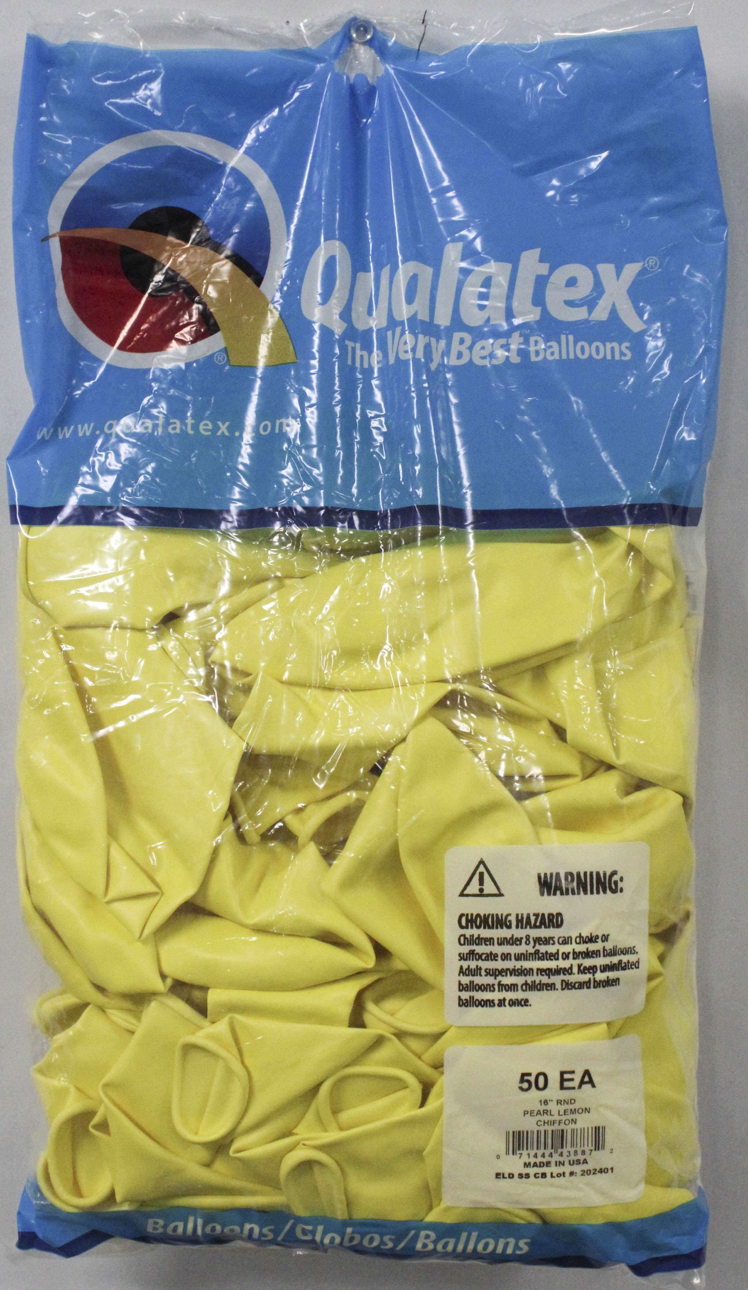 16" RND QX LATEX PLAIN 050CT PEARL LEMON CHIFFON